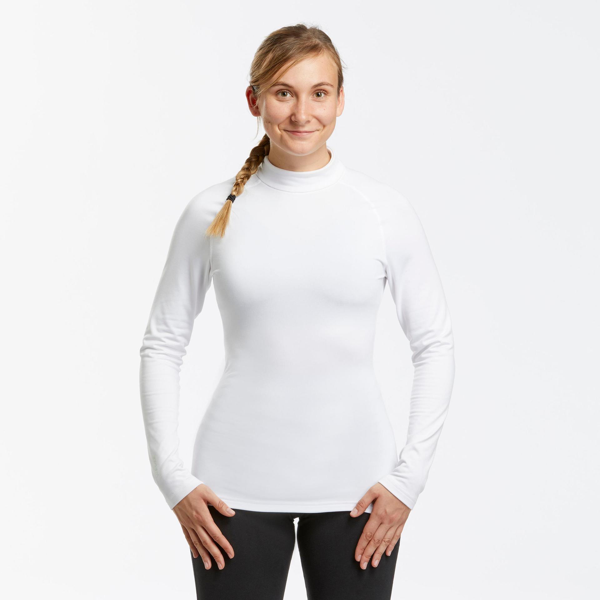 women's ski base layer top - 500 - white