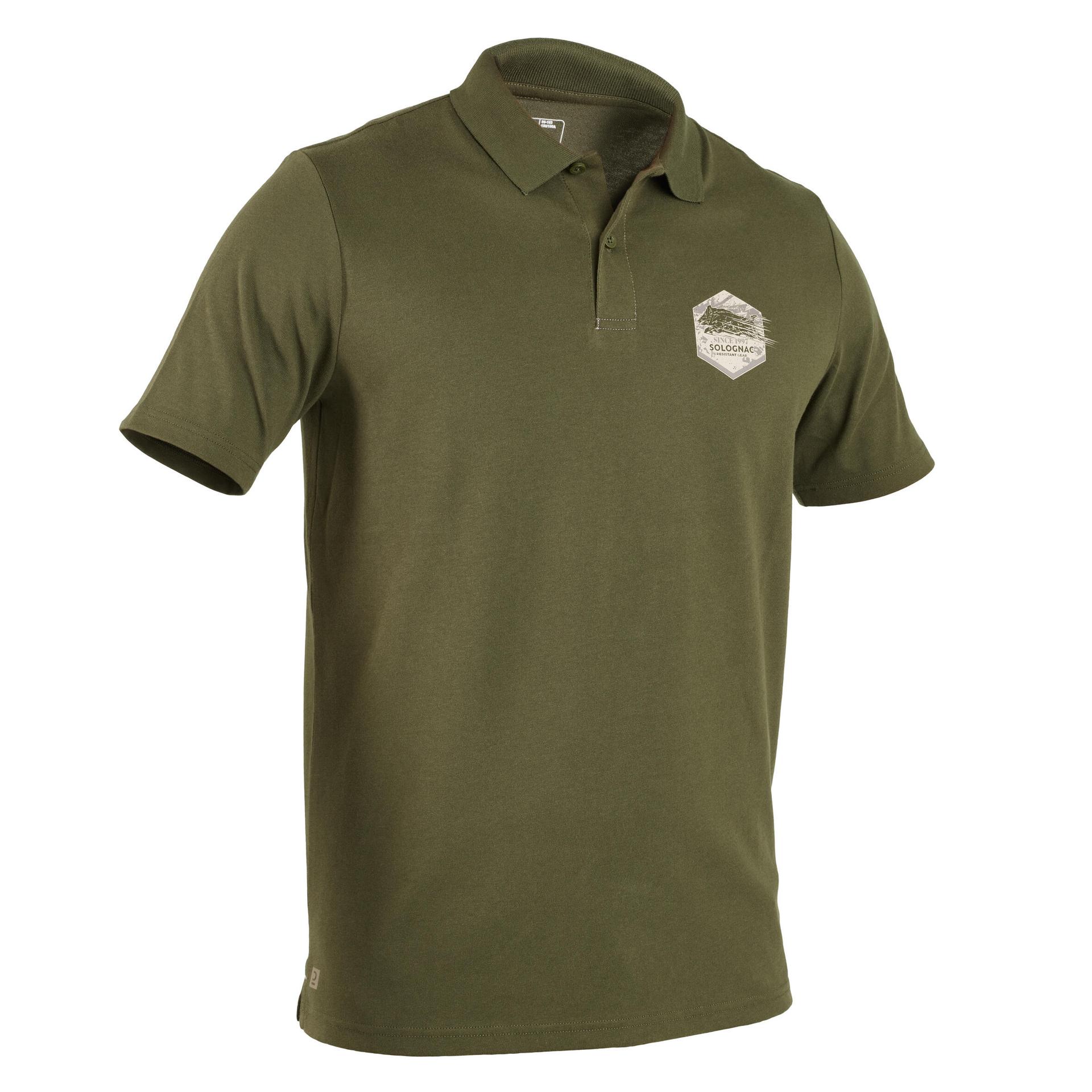 men's short-sleeved breathable cotton polo shirt - 100 wild boar green