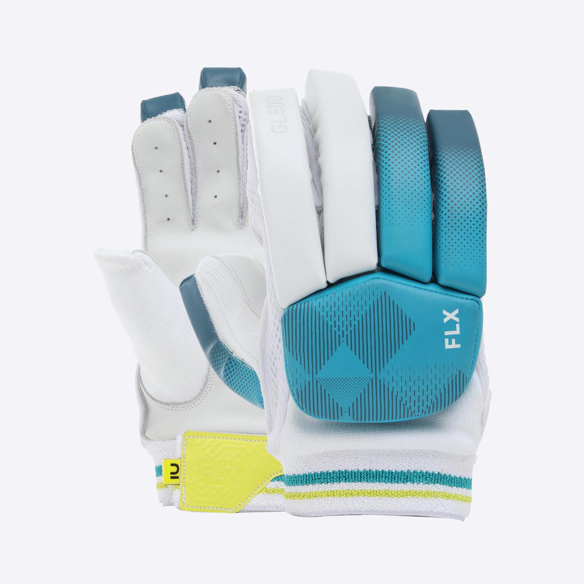 kids cricket batting gloves gl 500 turq- right handed gloves