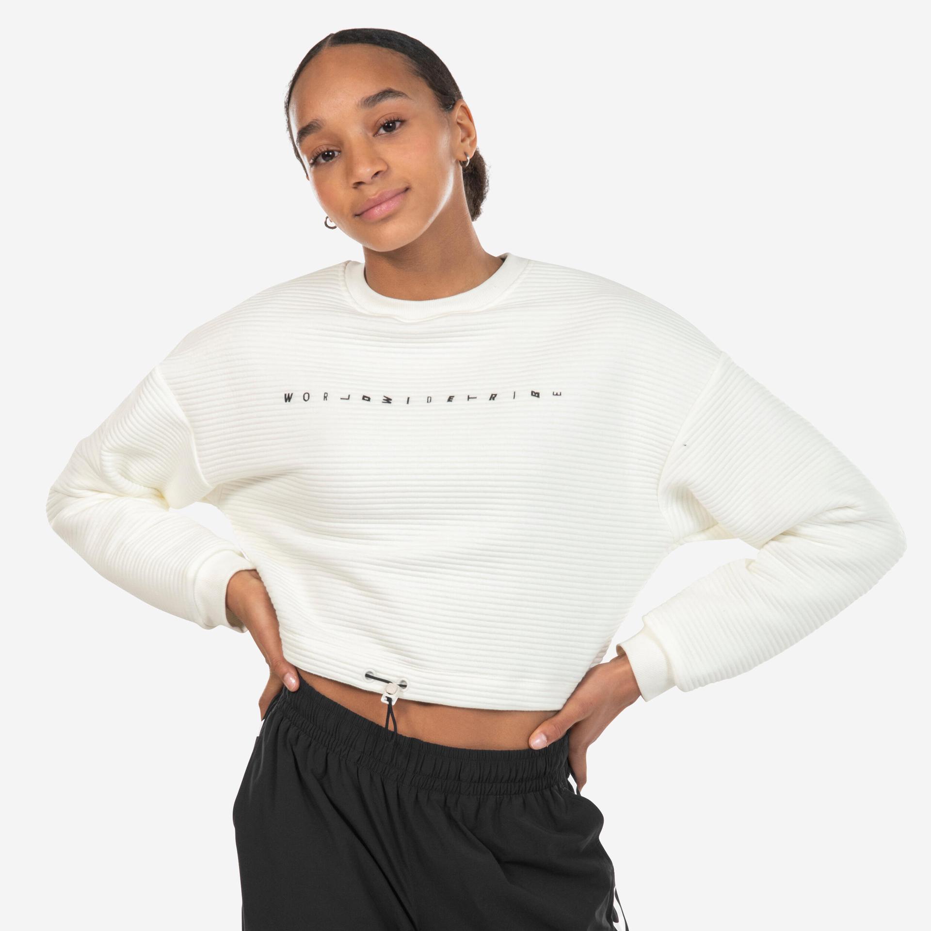 women dance crop sweatshirt - white