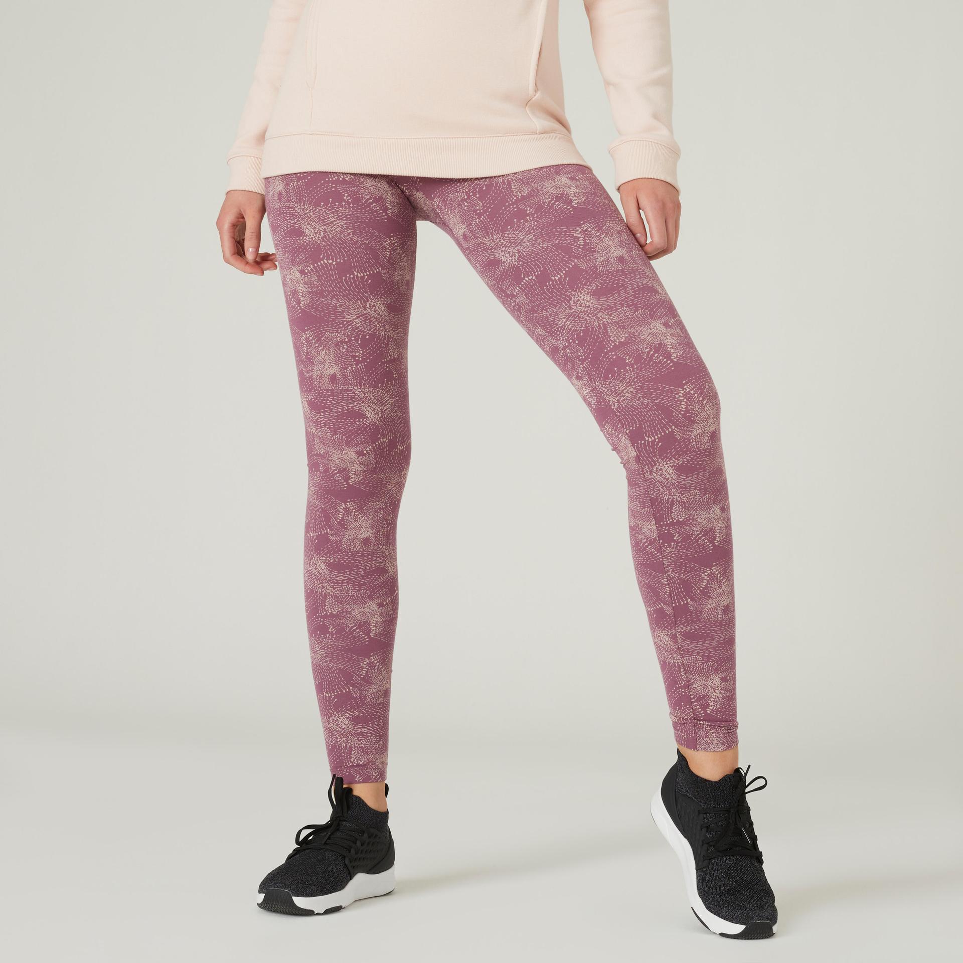 women gym cotton legging 500 - purple