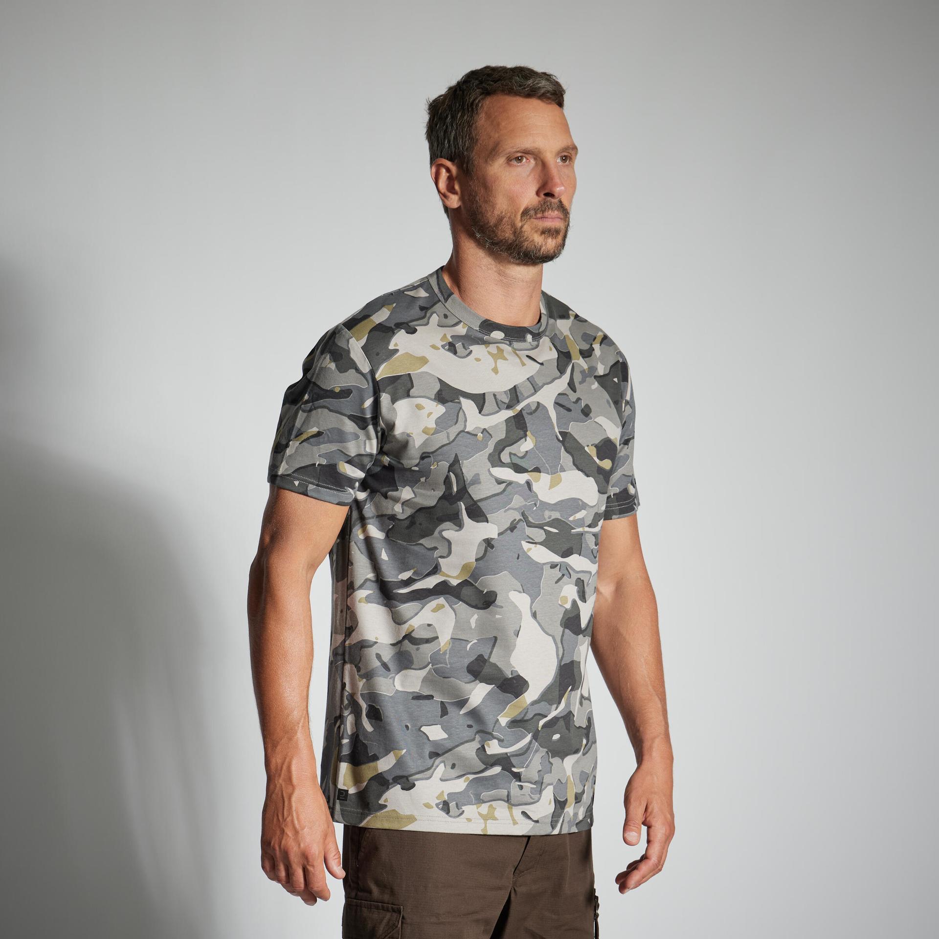 men cotton t-shirt army military camo print sg-100 - woodland grey