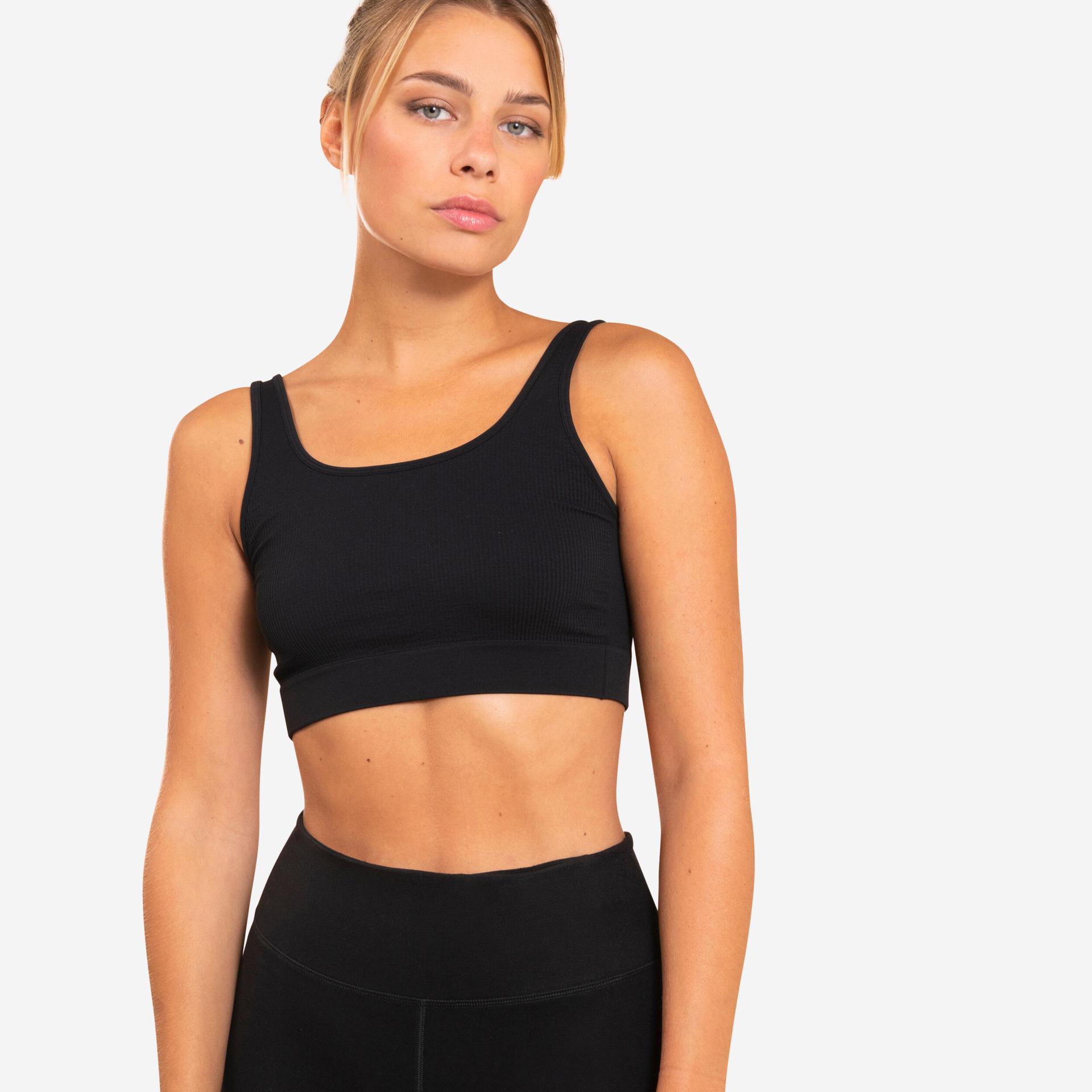 yoga seamless pad-free soft light crop top - black