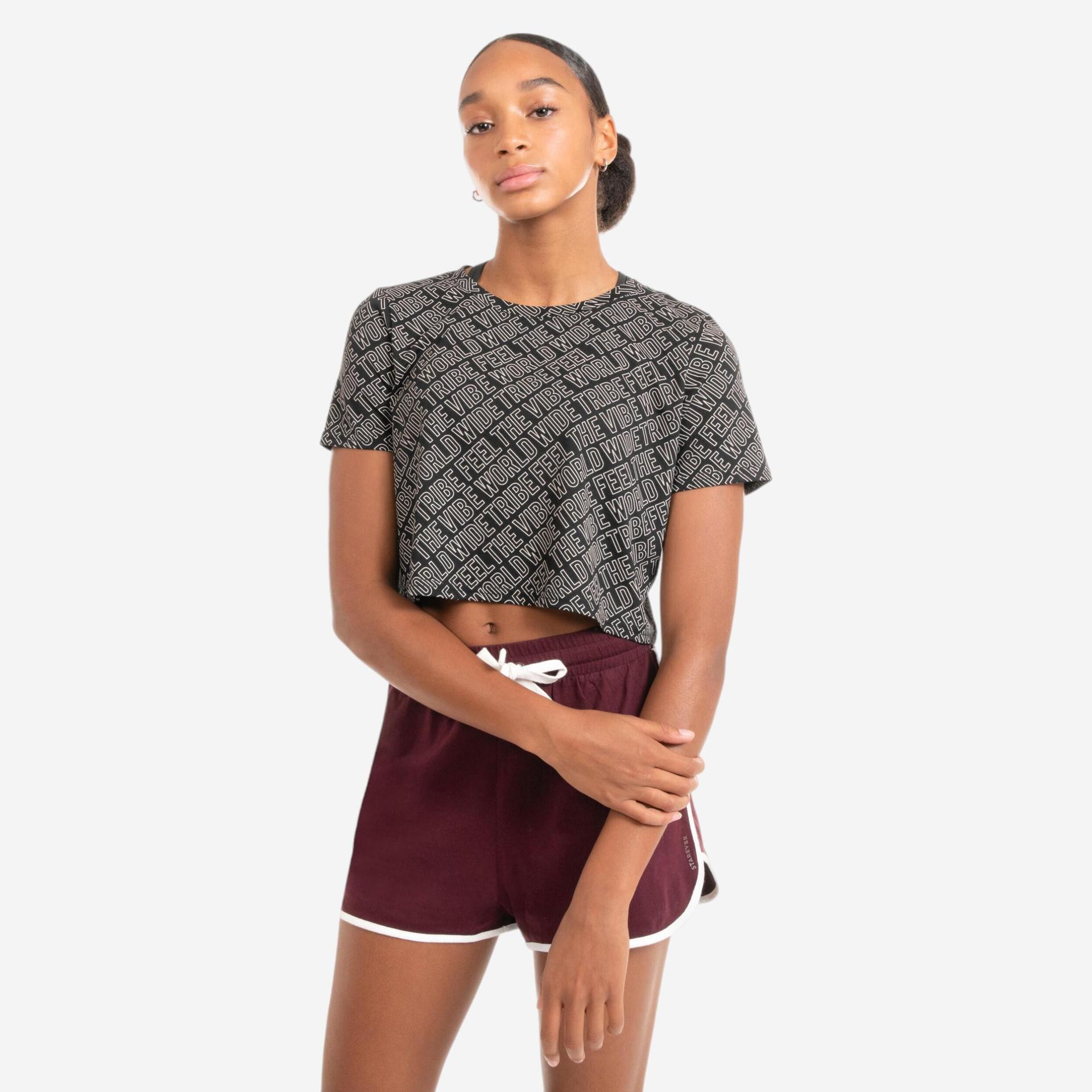 women urban dance crop top - black print