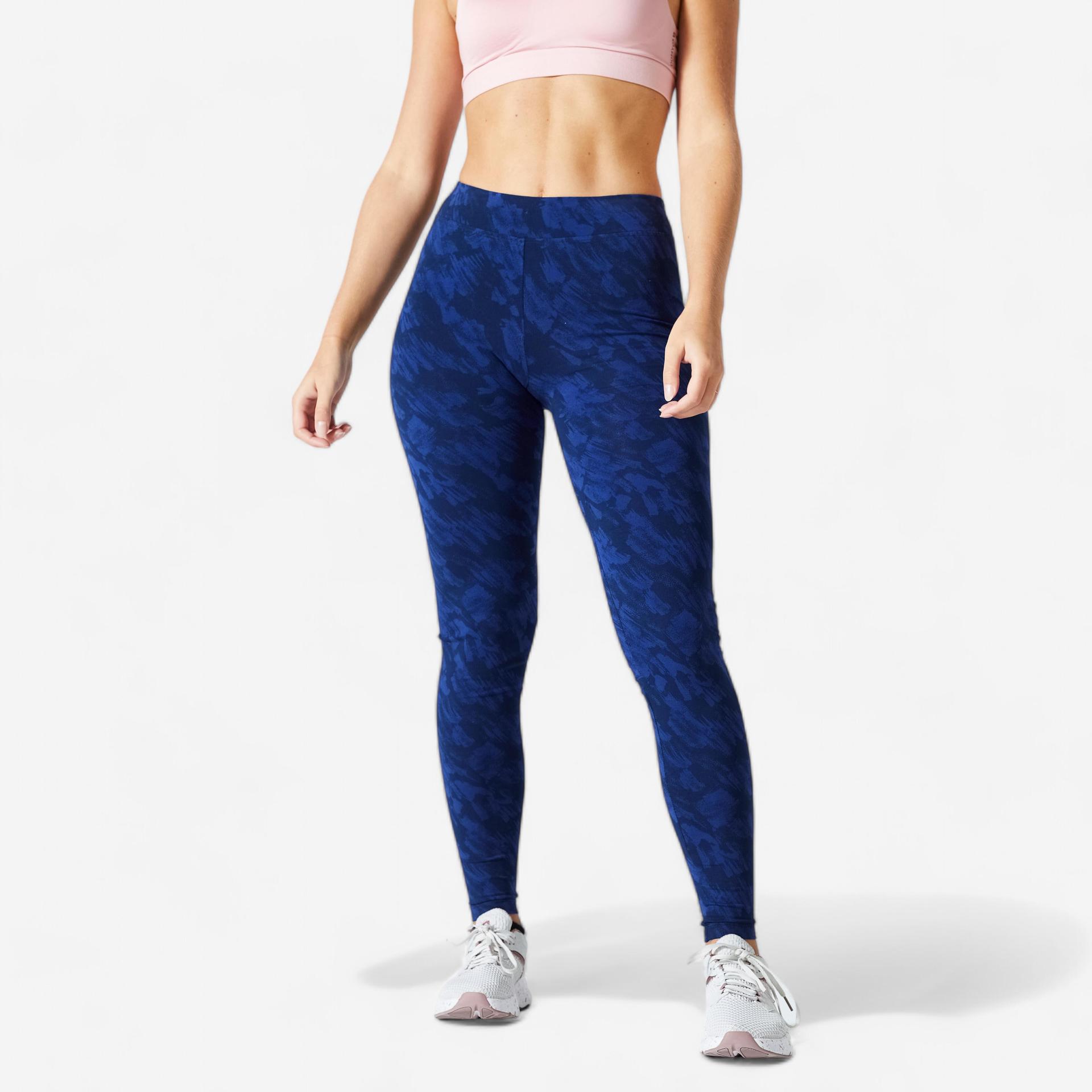 women's cotton fitness leggings - blue