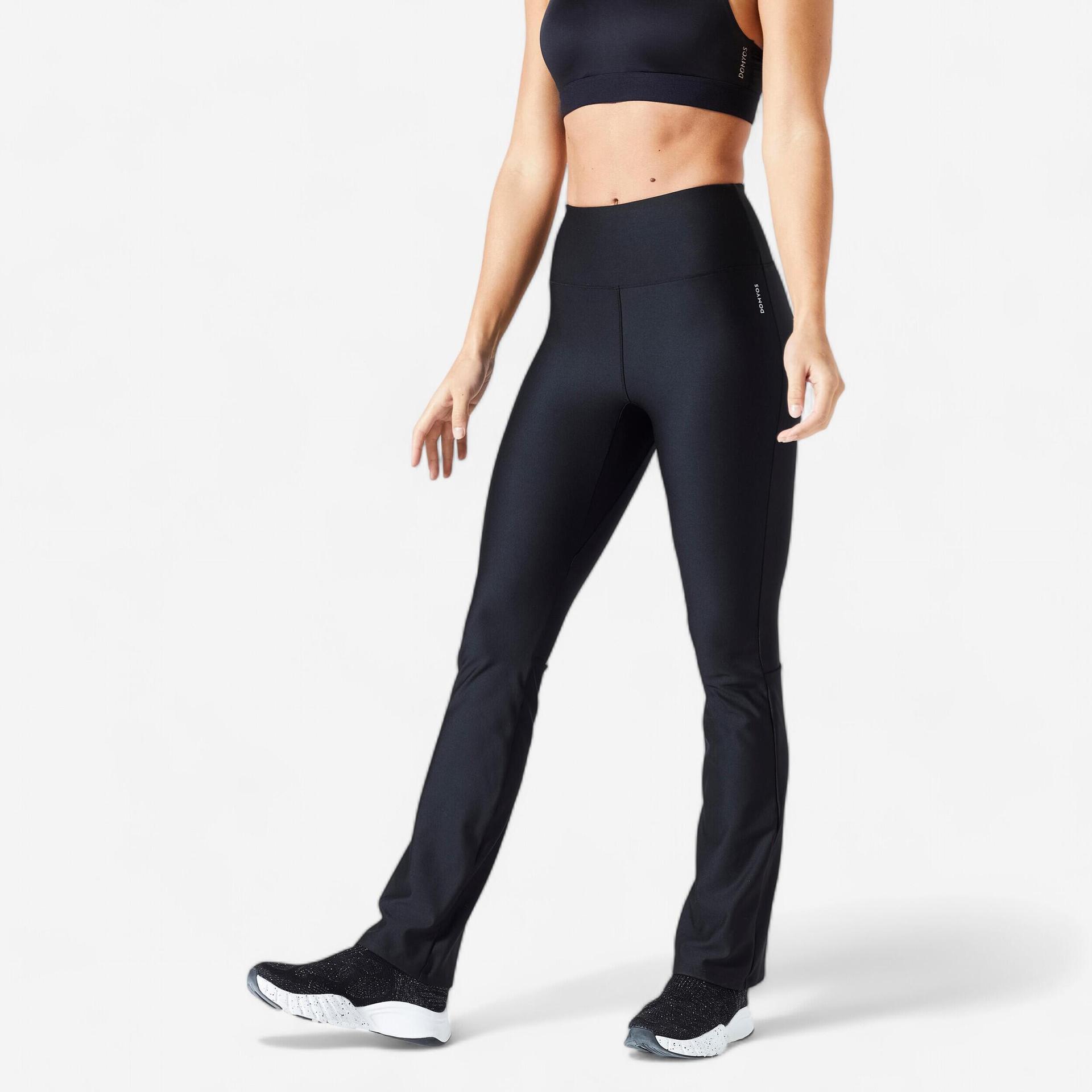 women gym leggings flare pants - black