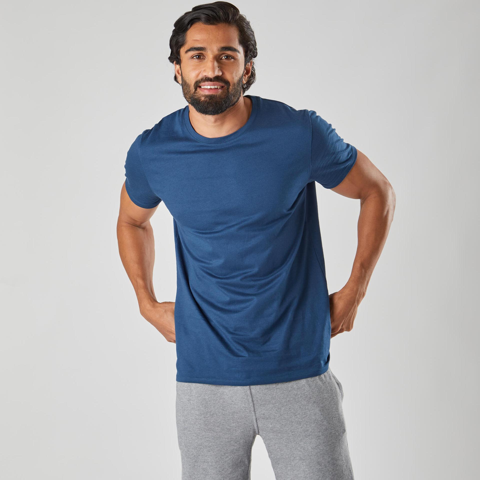 men's t-shirt for gym cotton rich 100 - blue