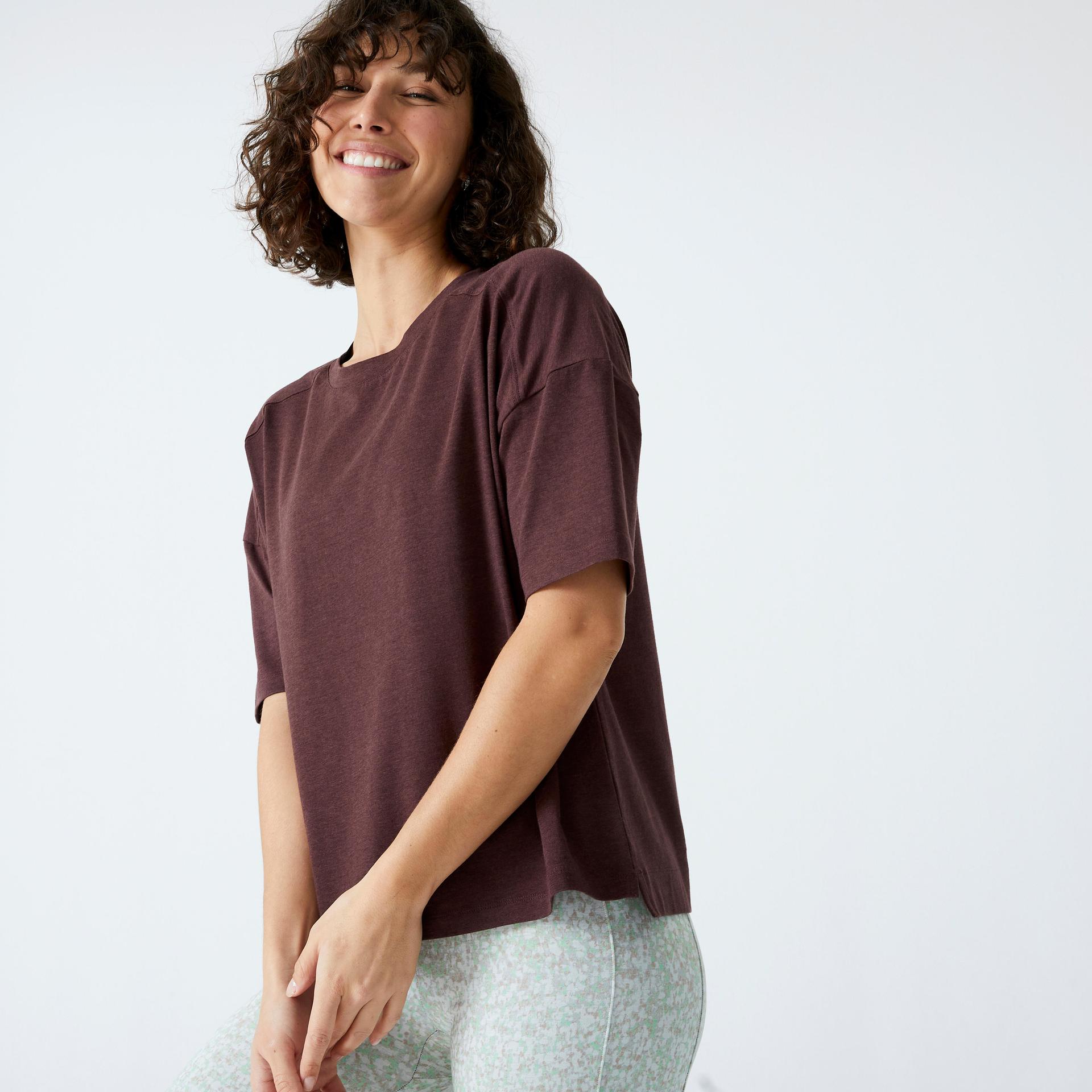 women's loose-fit fitness t-shirt 520 - dark brown