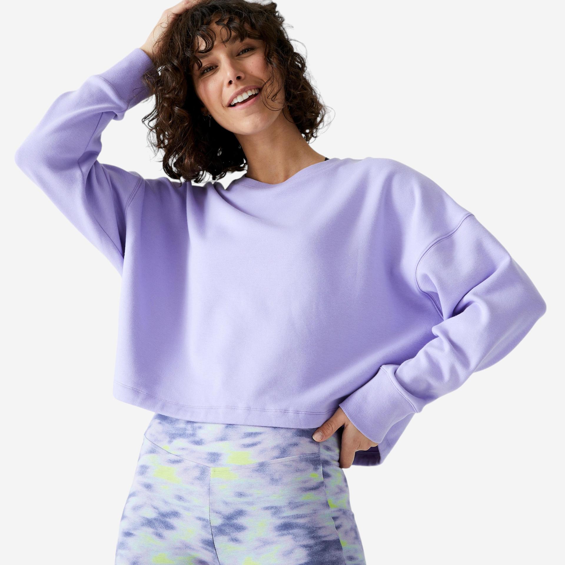 women's sweater cropped drawstring 520 for gym-purple