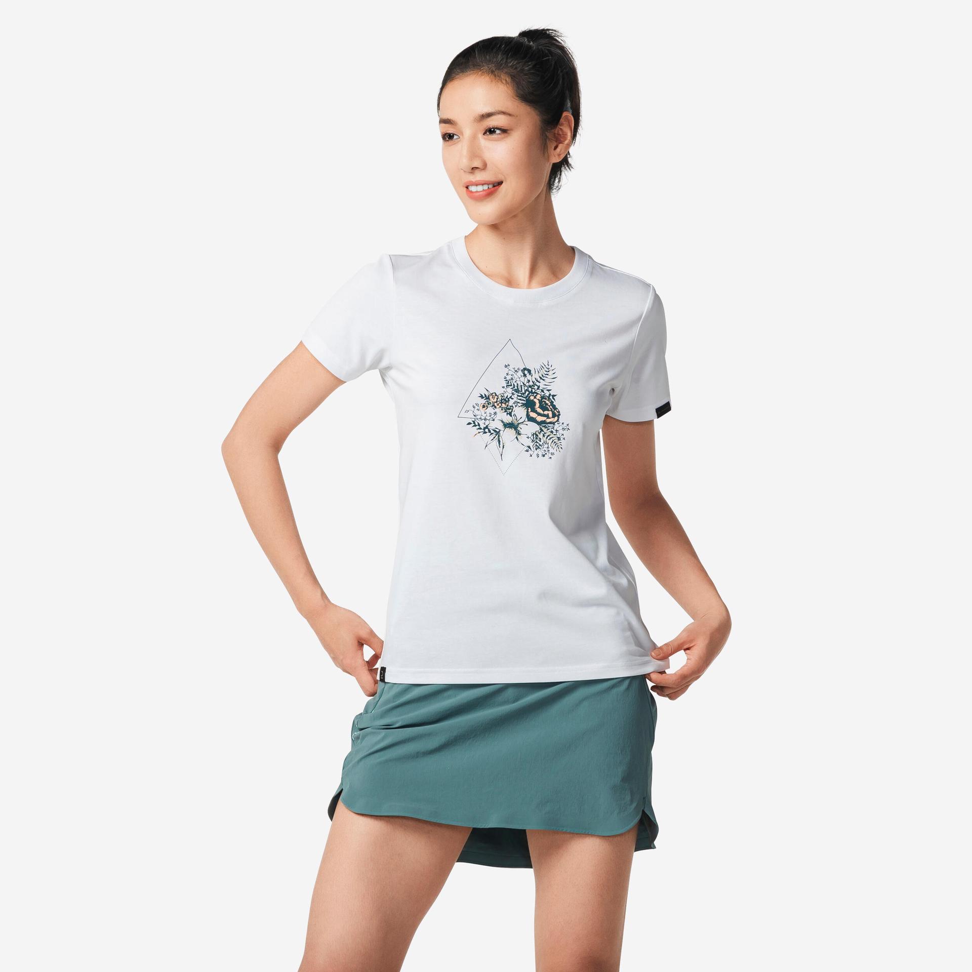 women dry fit skort with pocket ash green - mh500