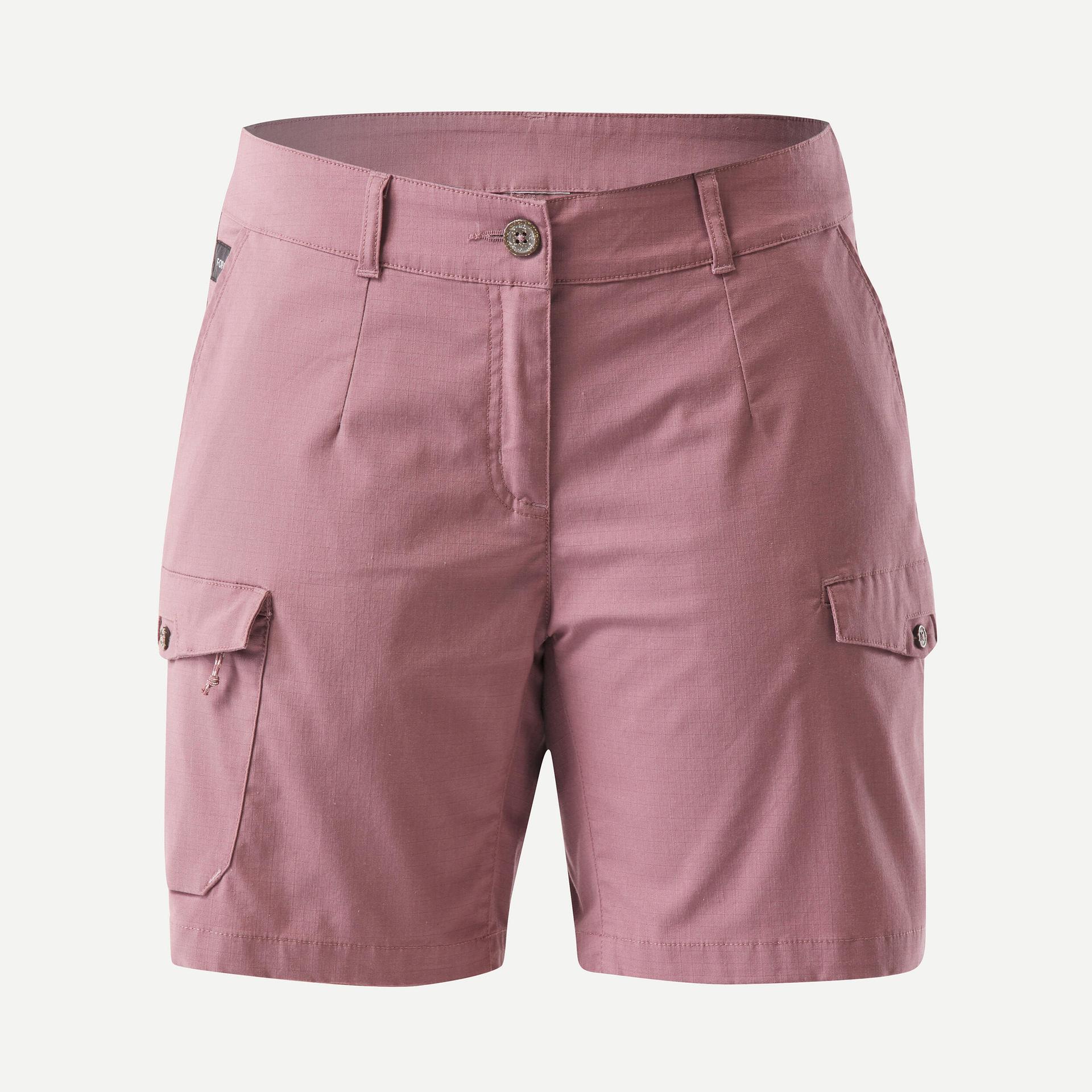 women travel cotton cargo shorts pink