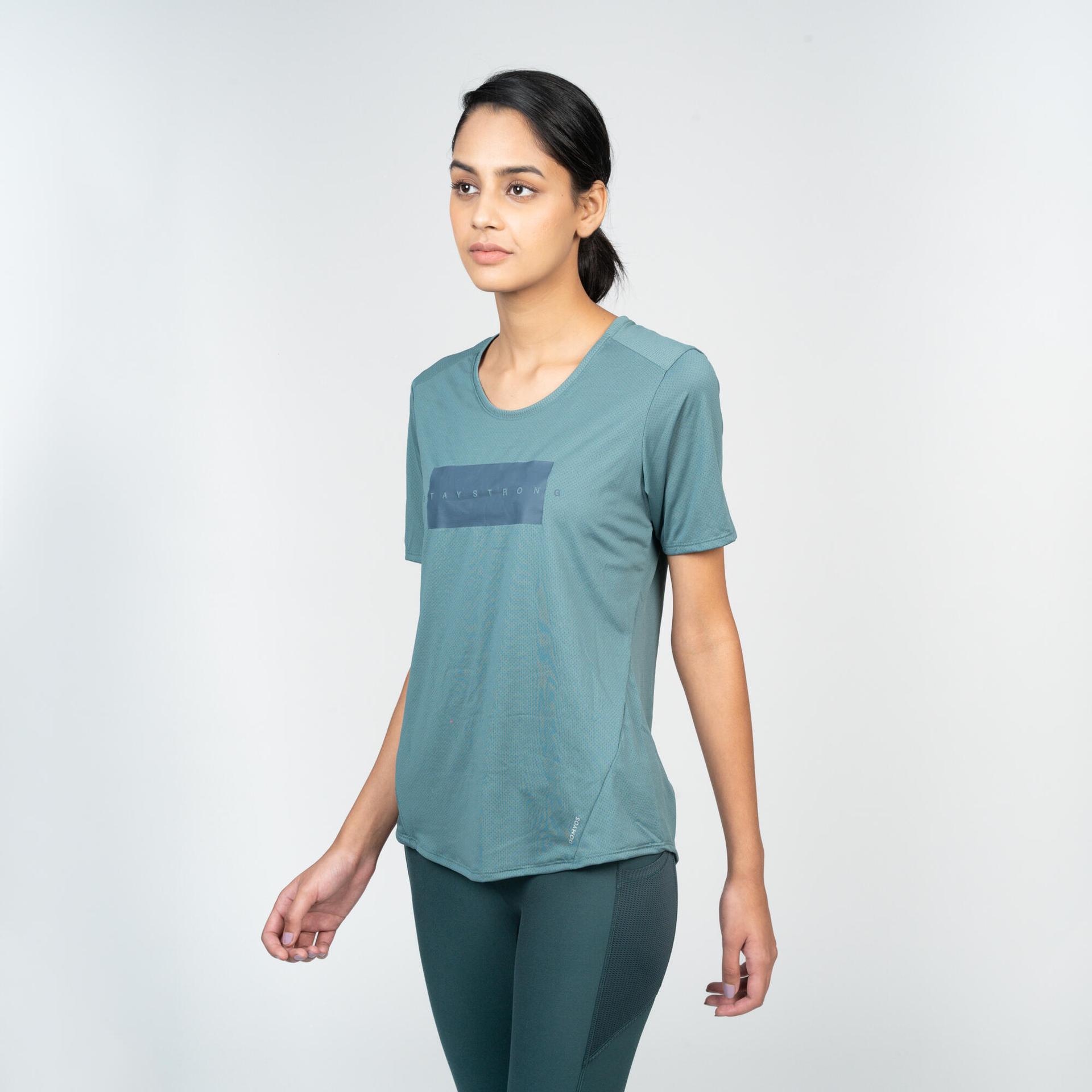 women gym t-shirt polyester - green