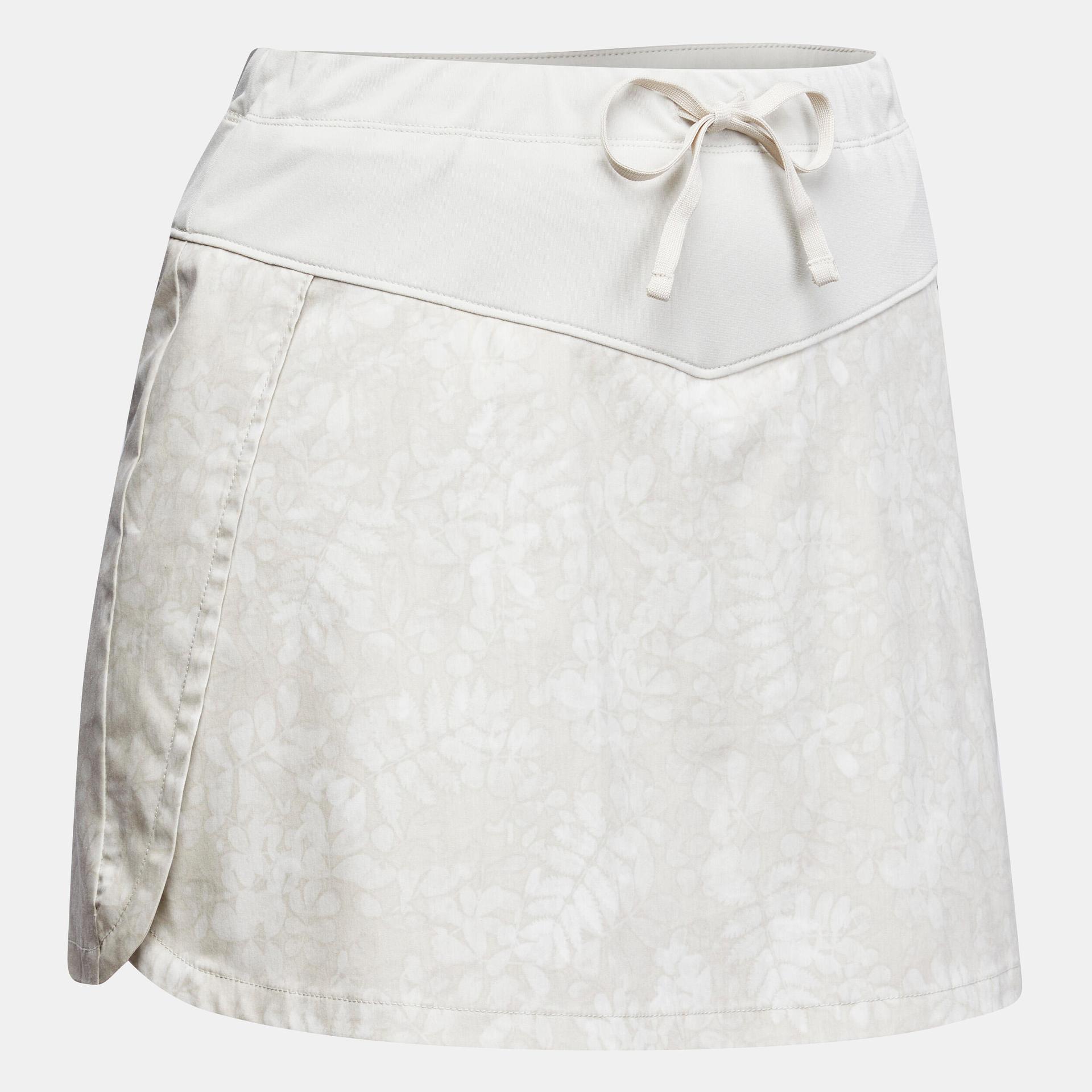 women pleated skort with pocket beige - nh500