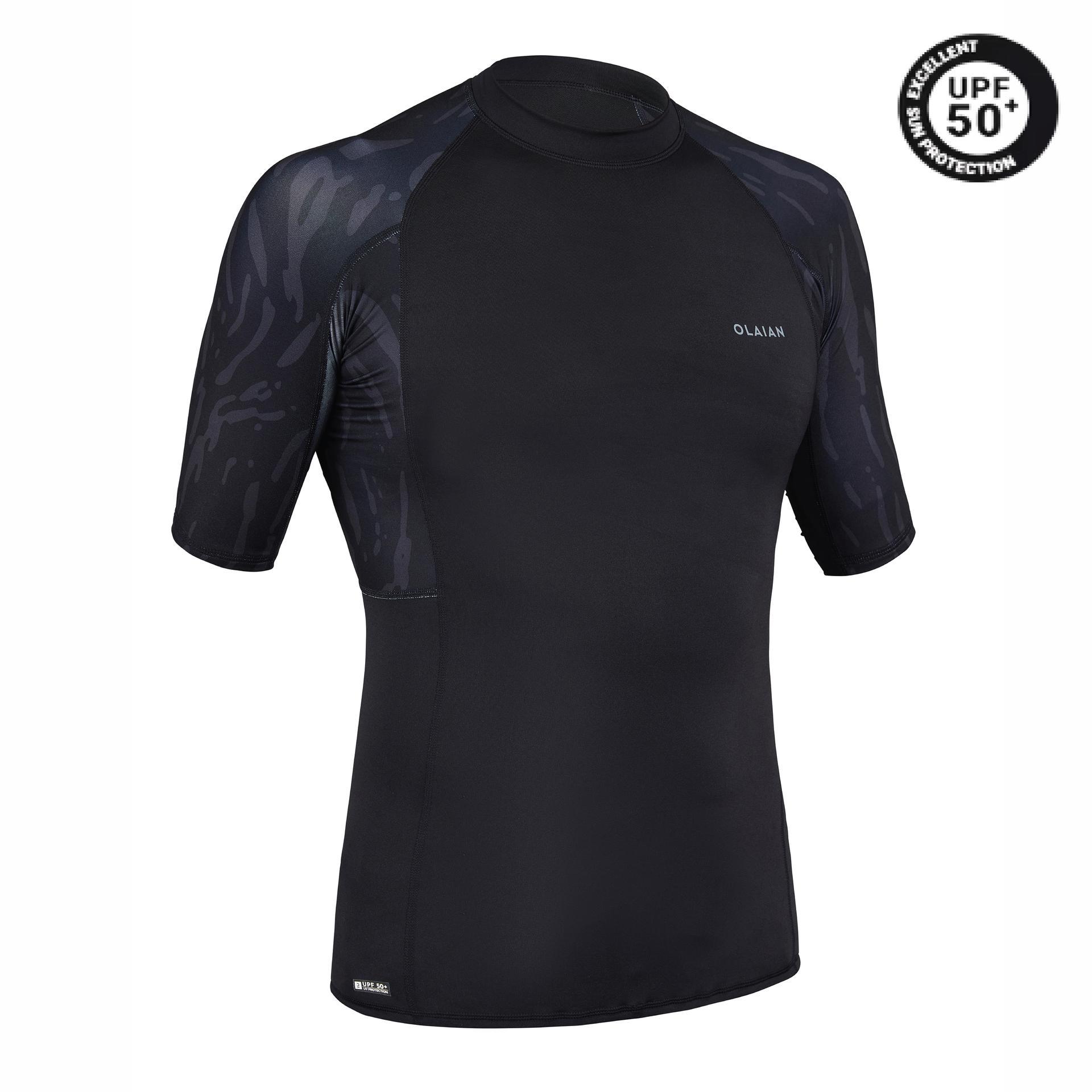 men surfing t-shirt uv protection top- 500 black