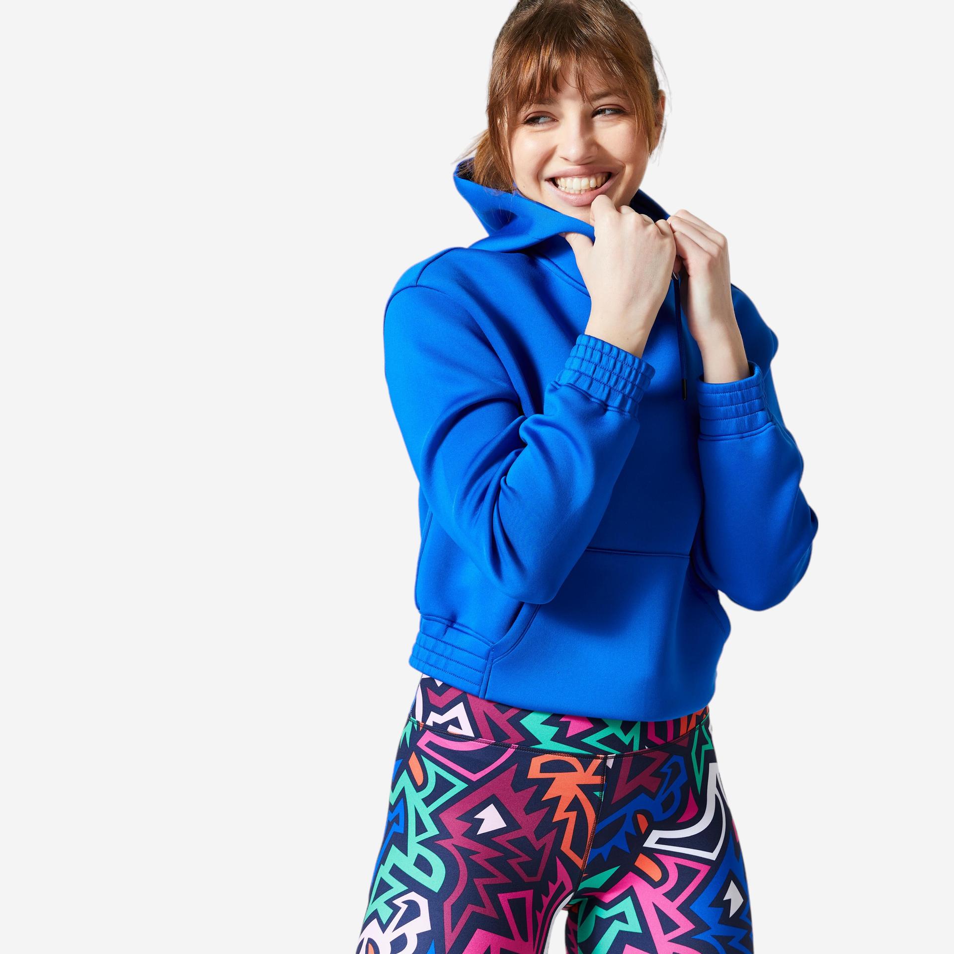 women gym hoodie crop - indigo blue