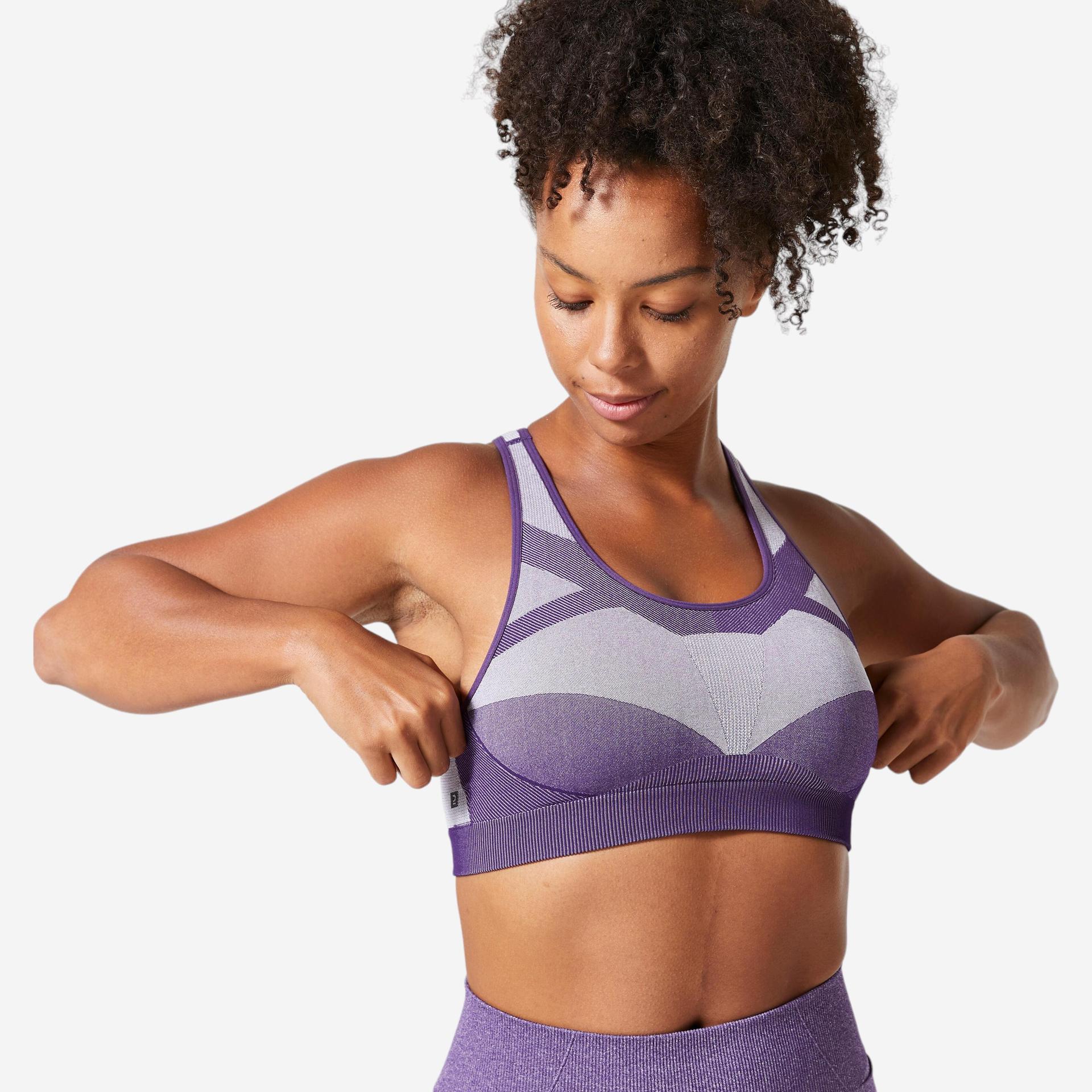 sports bra  medium support seamless - aubergine purple