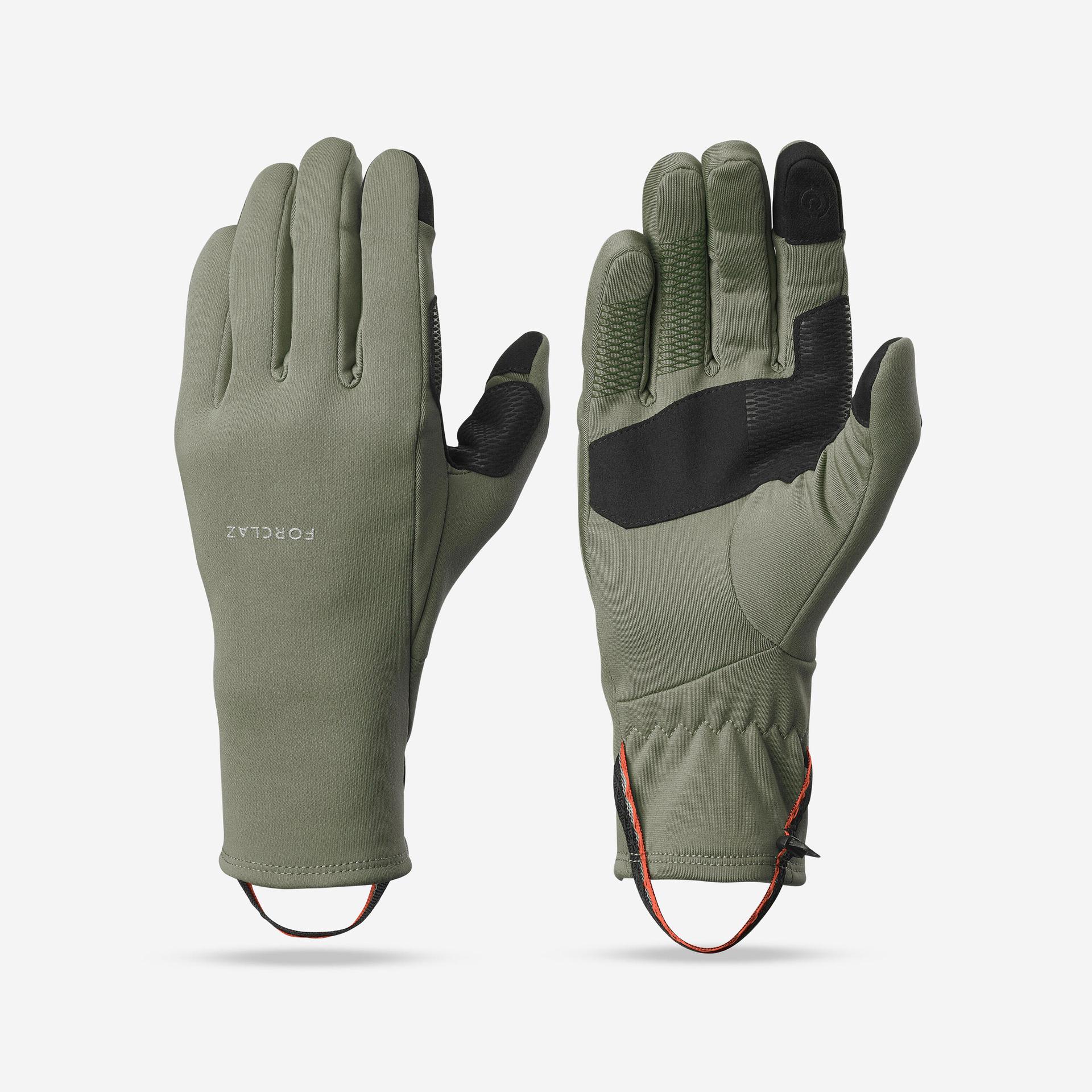 adult trekking tactile stretch winter gloves - mt500 khaki