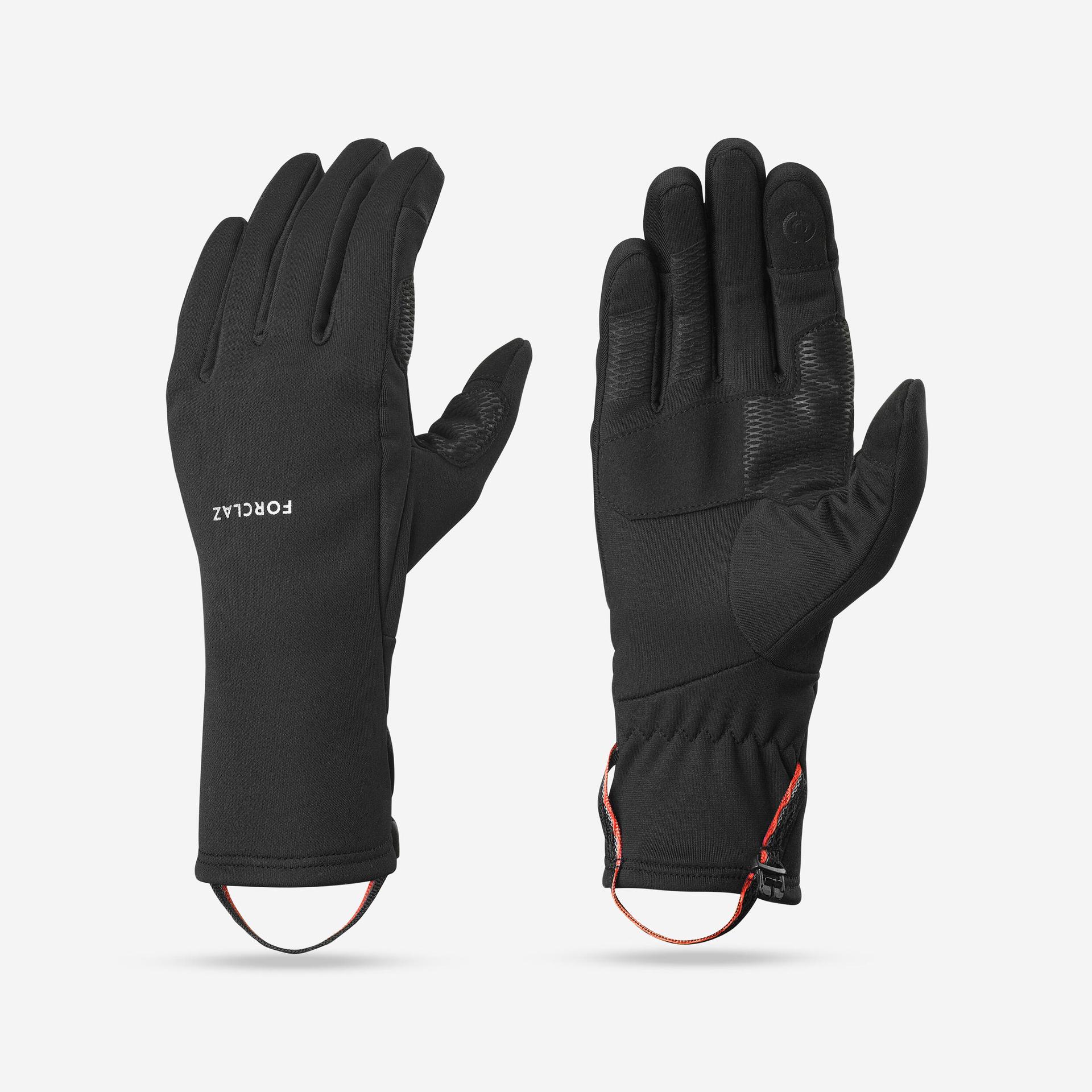 winter gloves for trekking - stretchable trek500 black