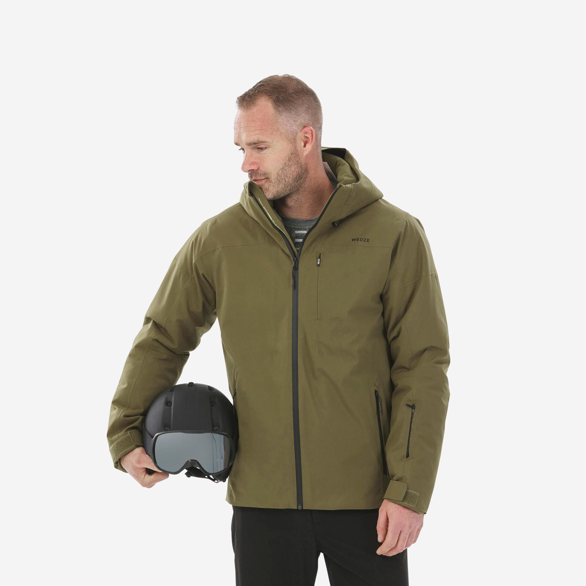 500 men's warm and breathable ski jacket - khaki