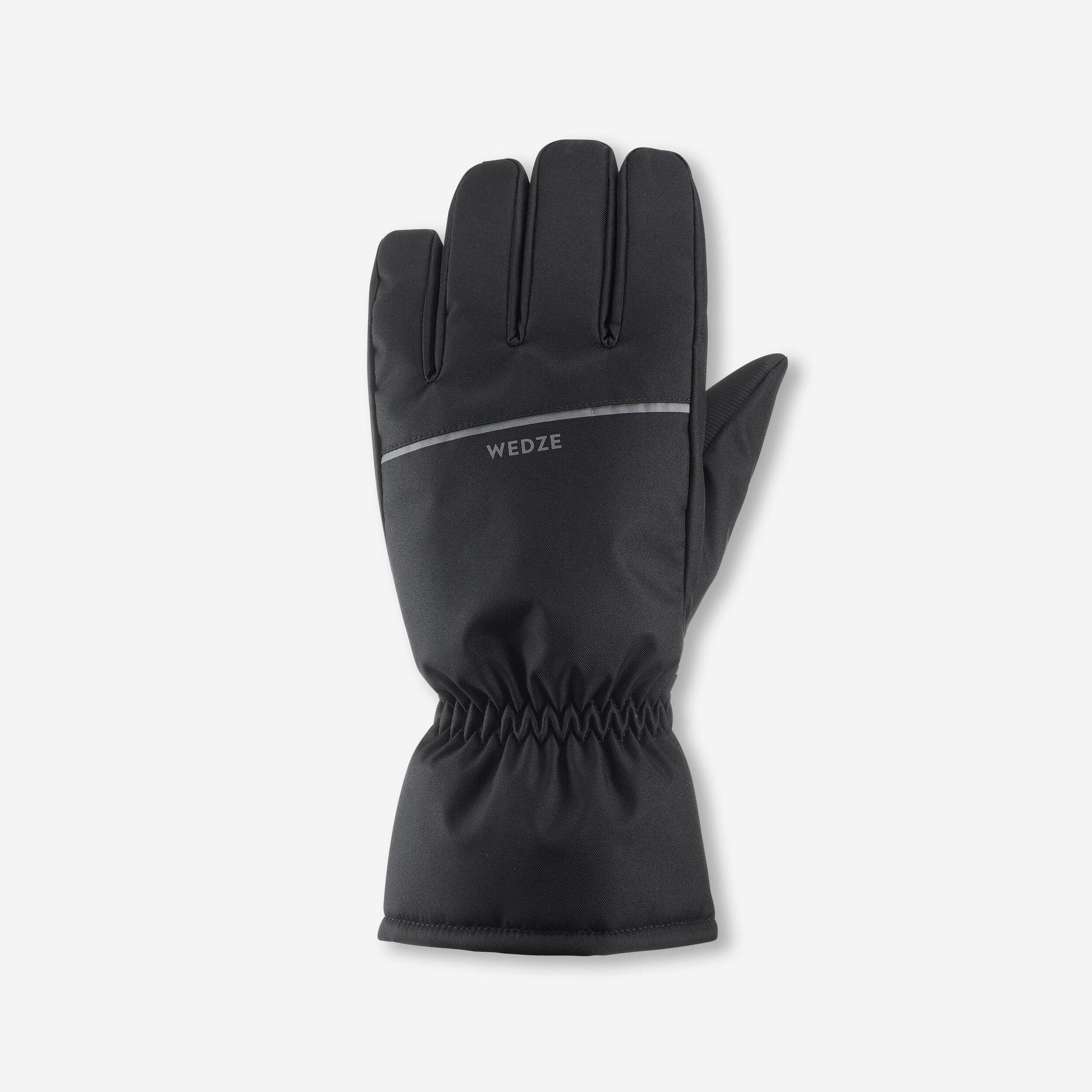 winter gloves for skiing gl100 waterproof - black