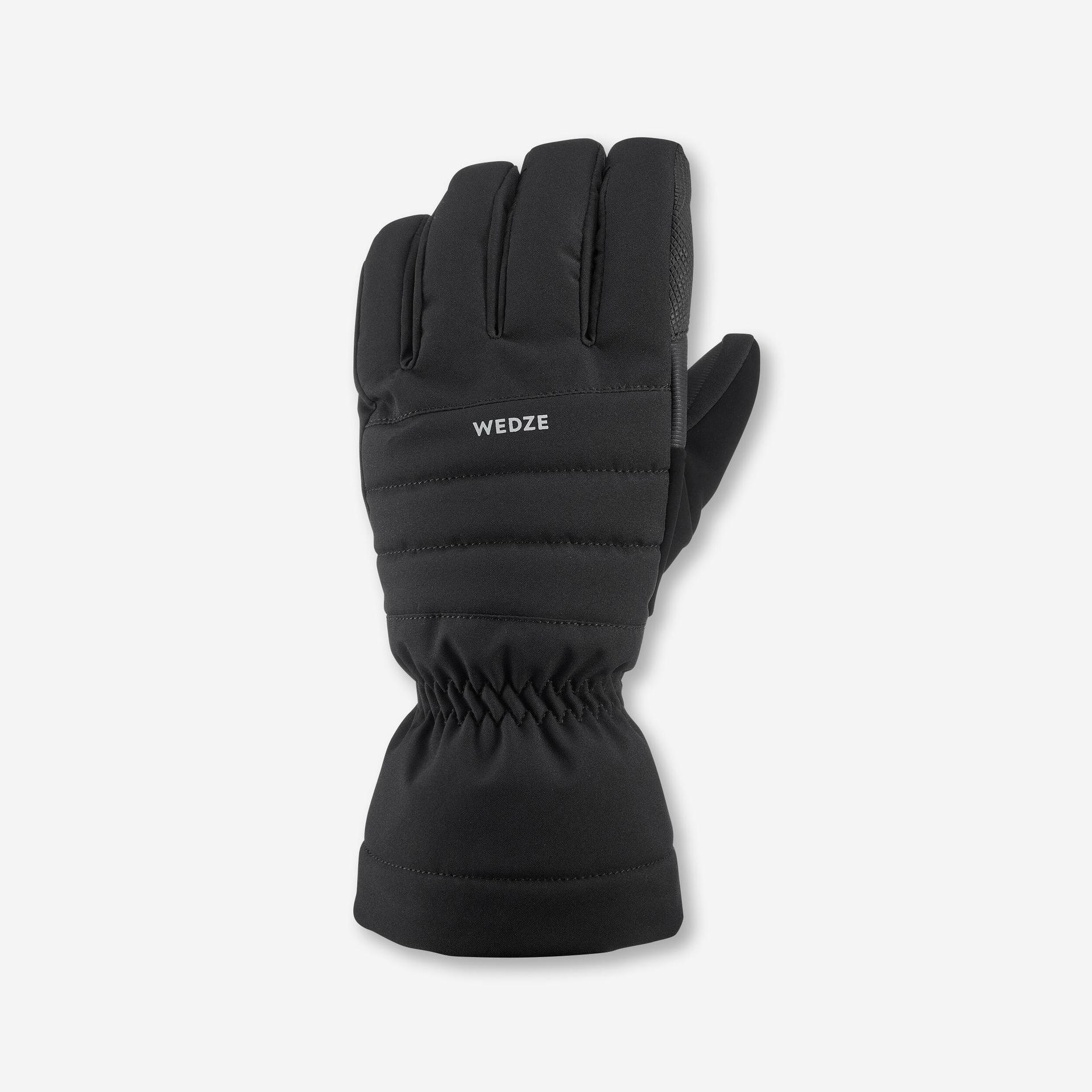 winter waterproof gloves for skiing 500 - black