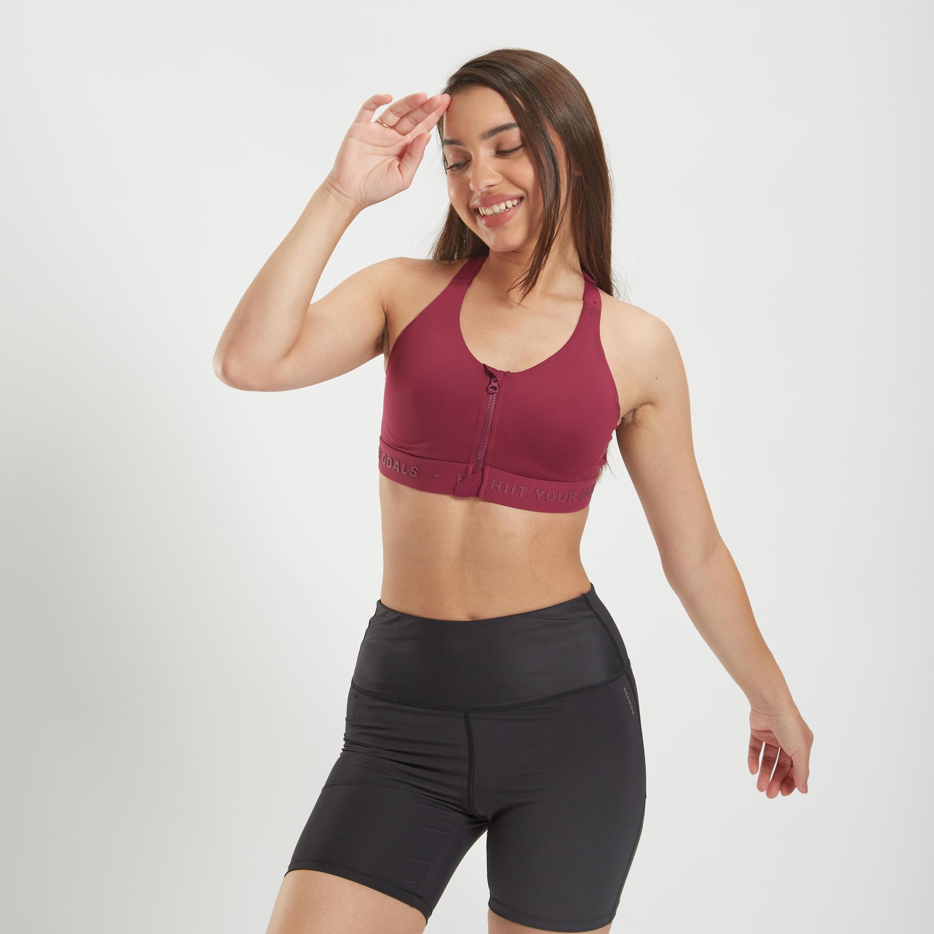 sports bra high support with zip - purple