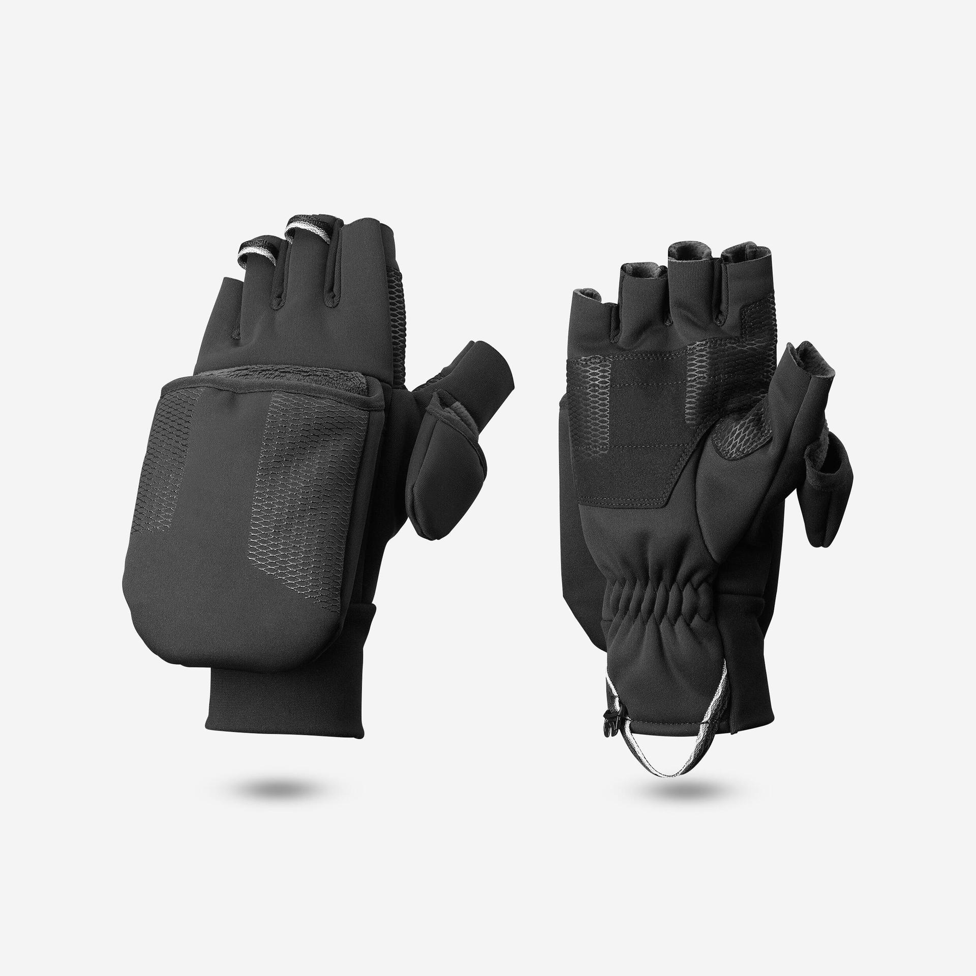 adult warm and windproof mountain trekking mittens - mt900 black