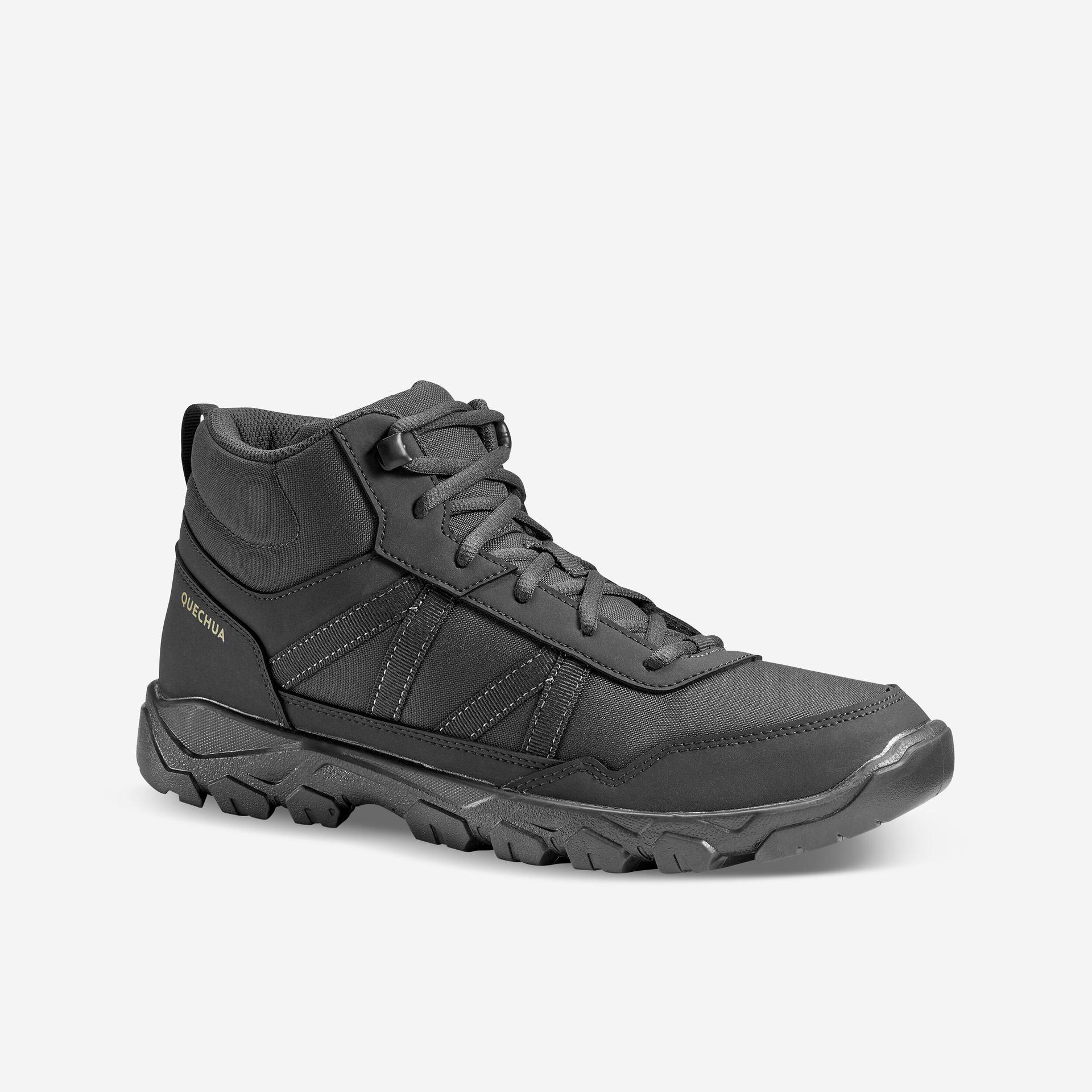 men mid ankle hiking shoes black - nh100