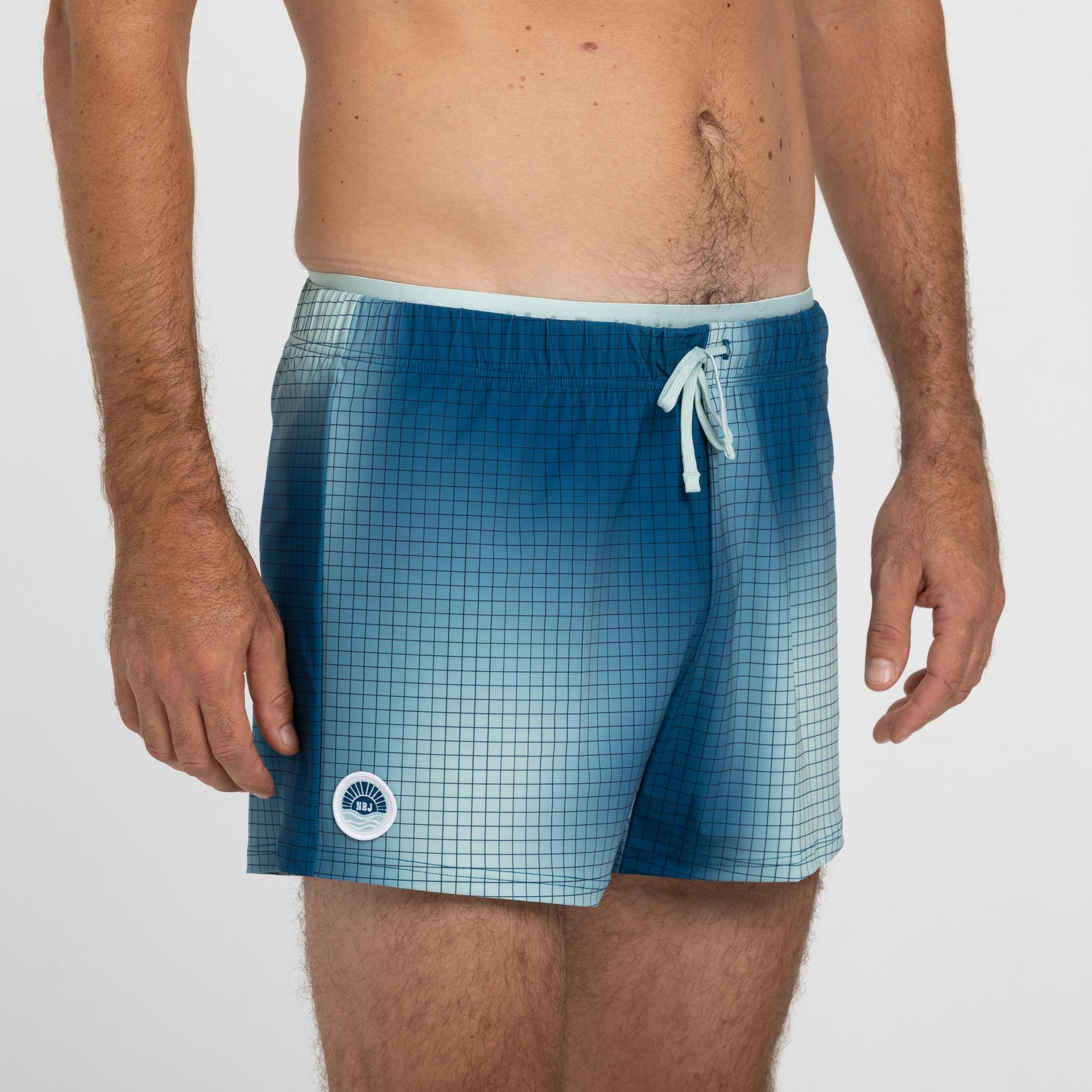 men's short swimming shorts 100 camo blue