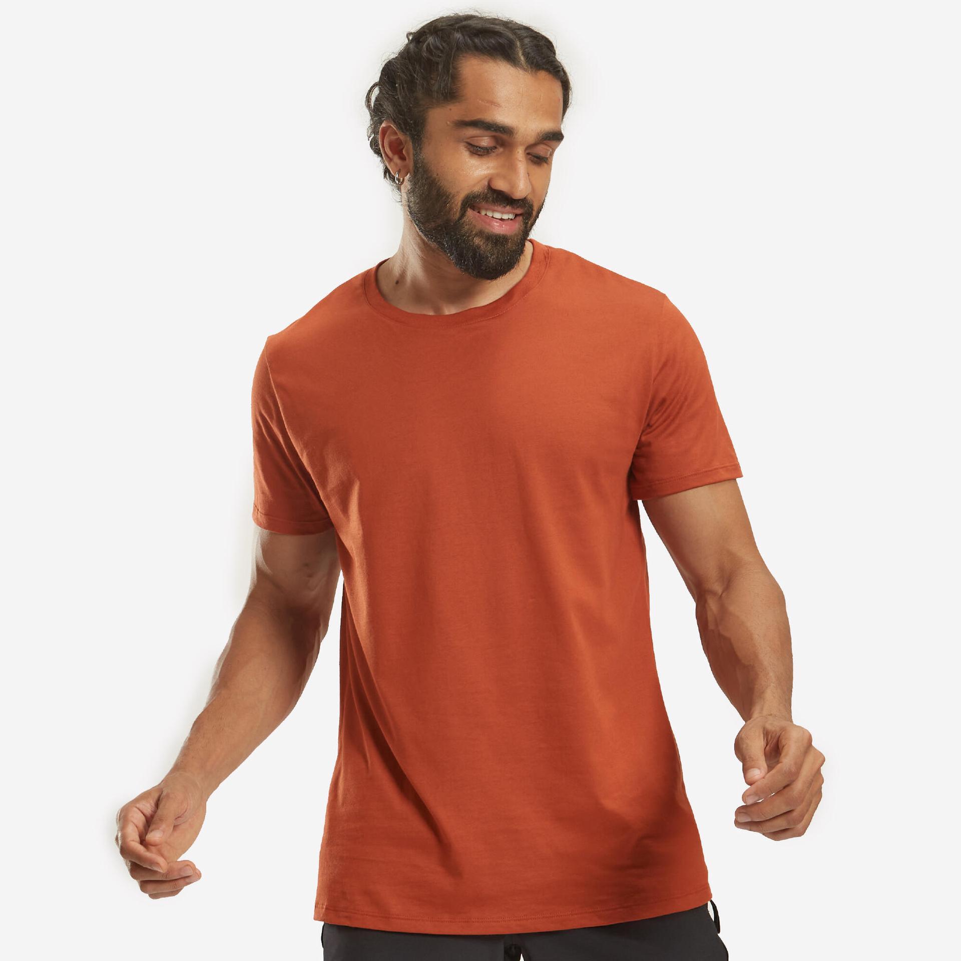 men's t-shirt for gym cotton rich 100- brown