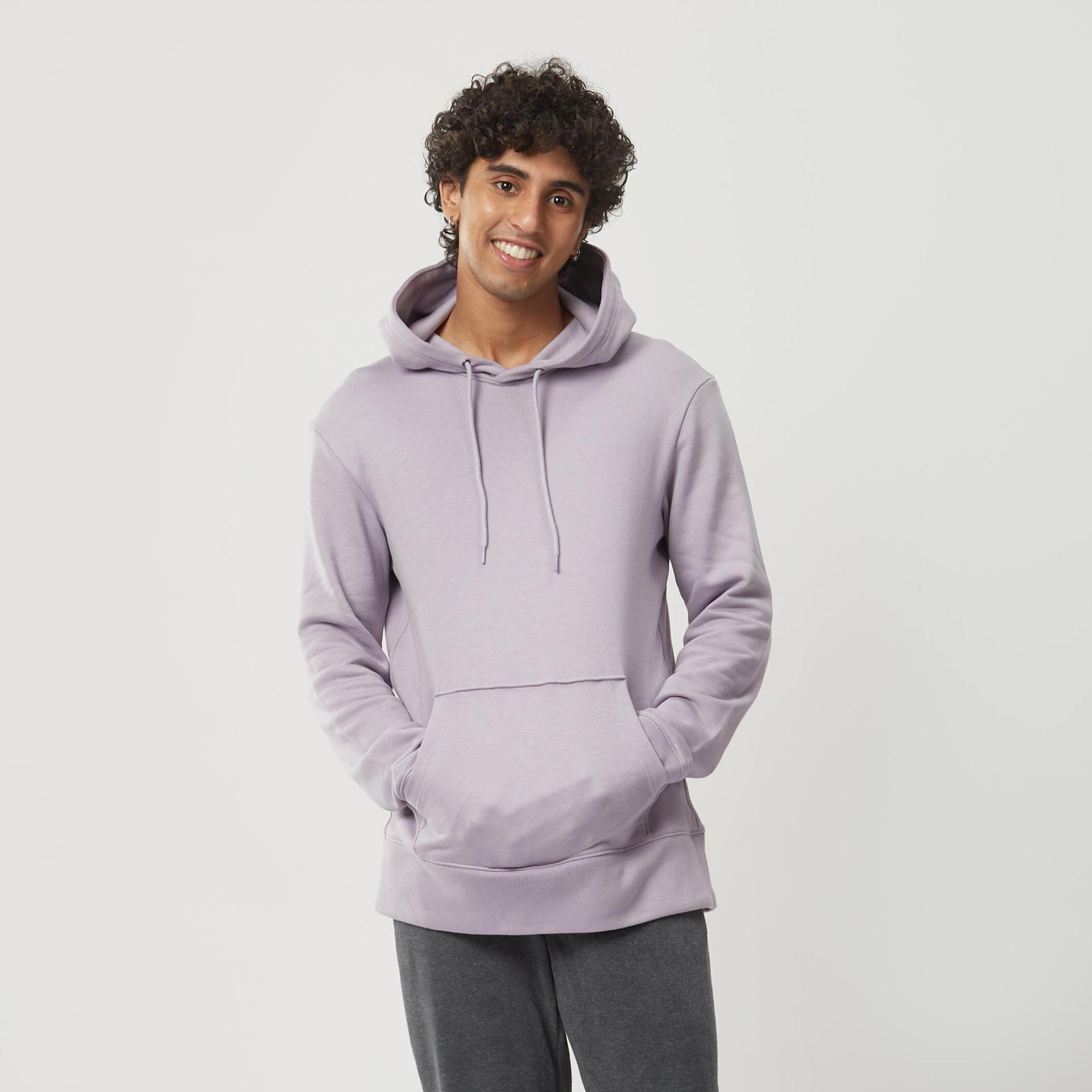 mens sweatshirt with hood 500 essentials for gym-purple