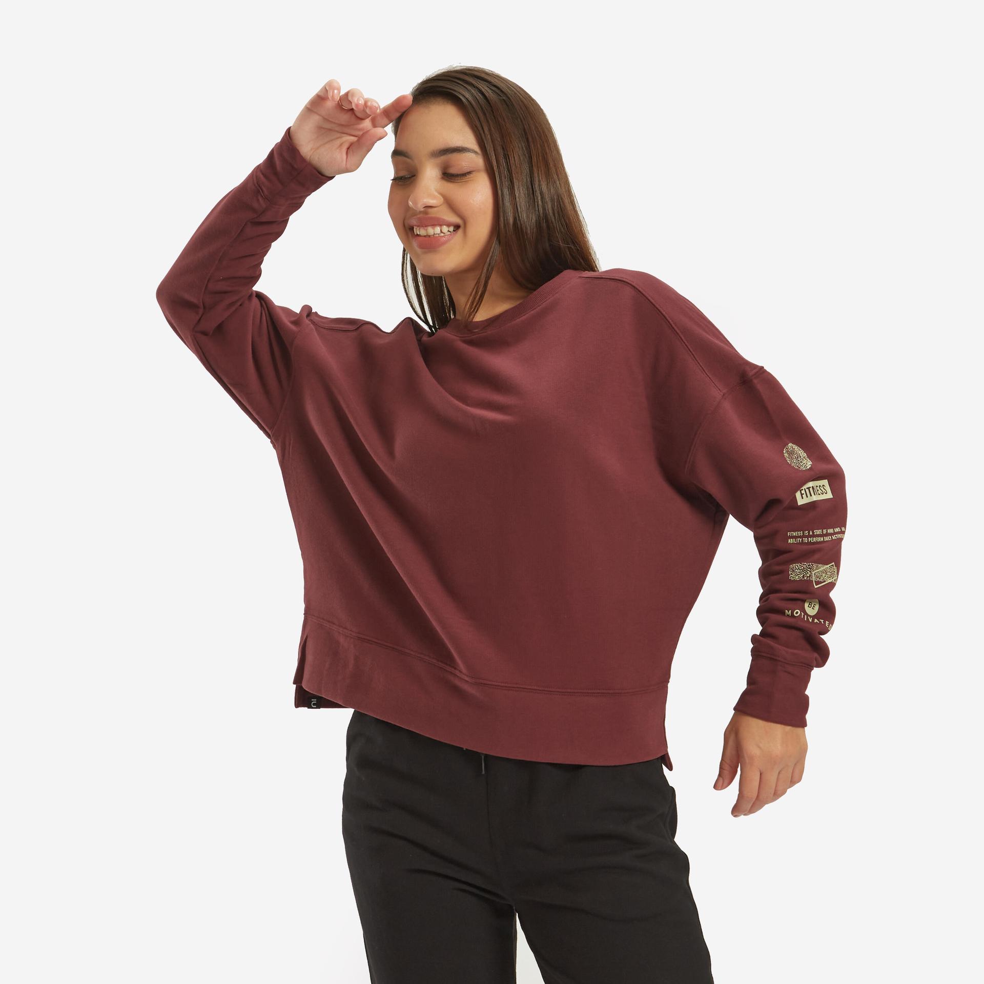 women's sweater 120  for gym print-burgundy