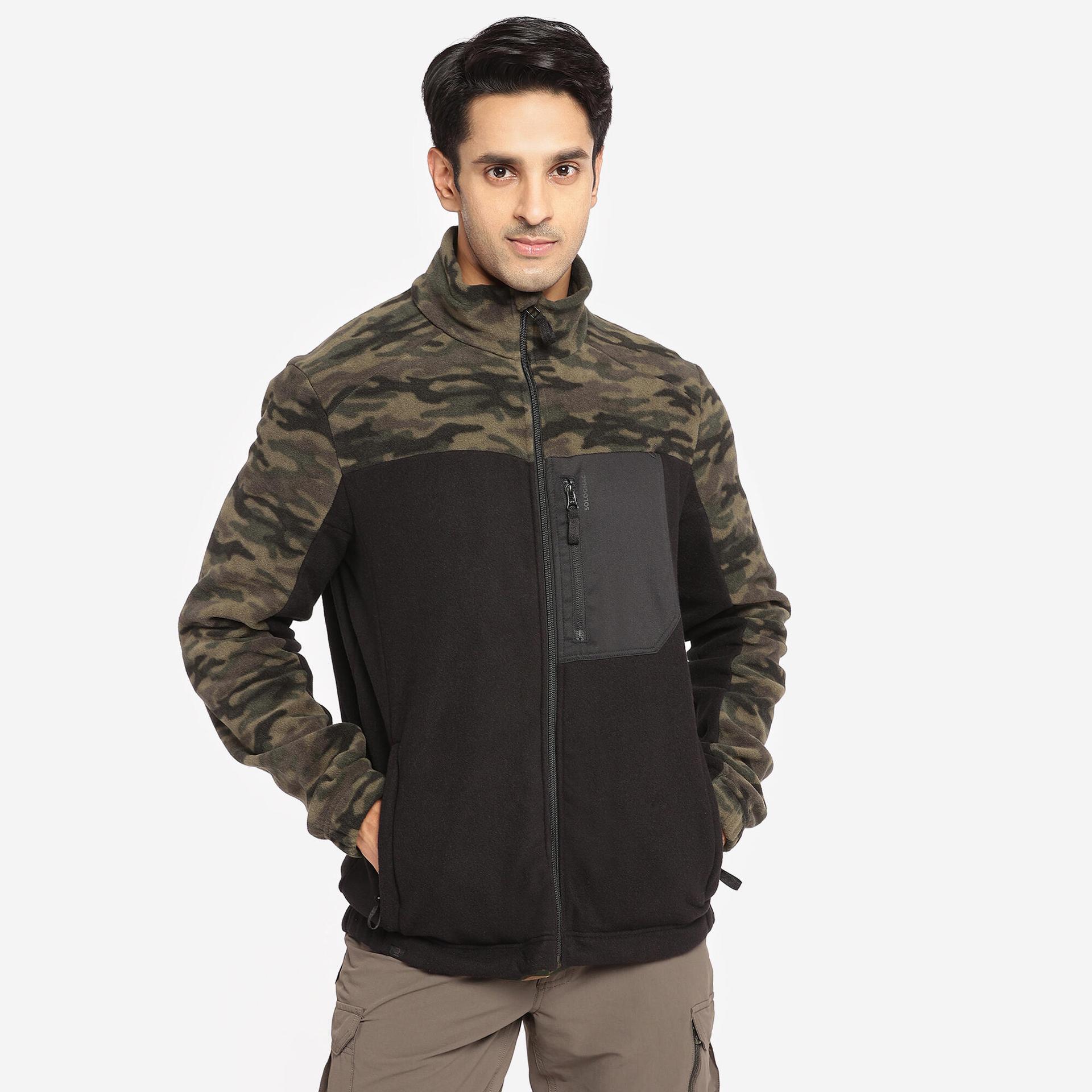 men fleece army military camo print 500 - camo green/black