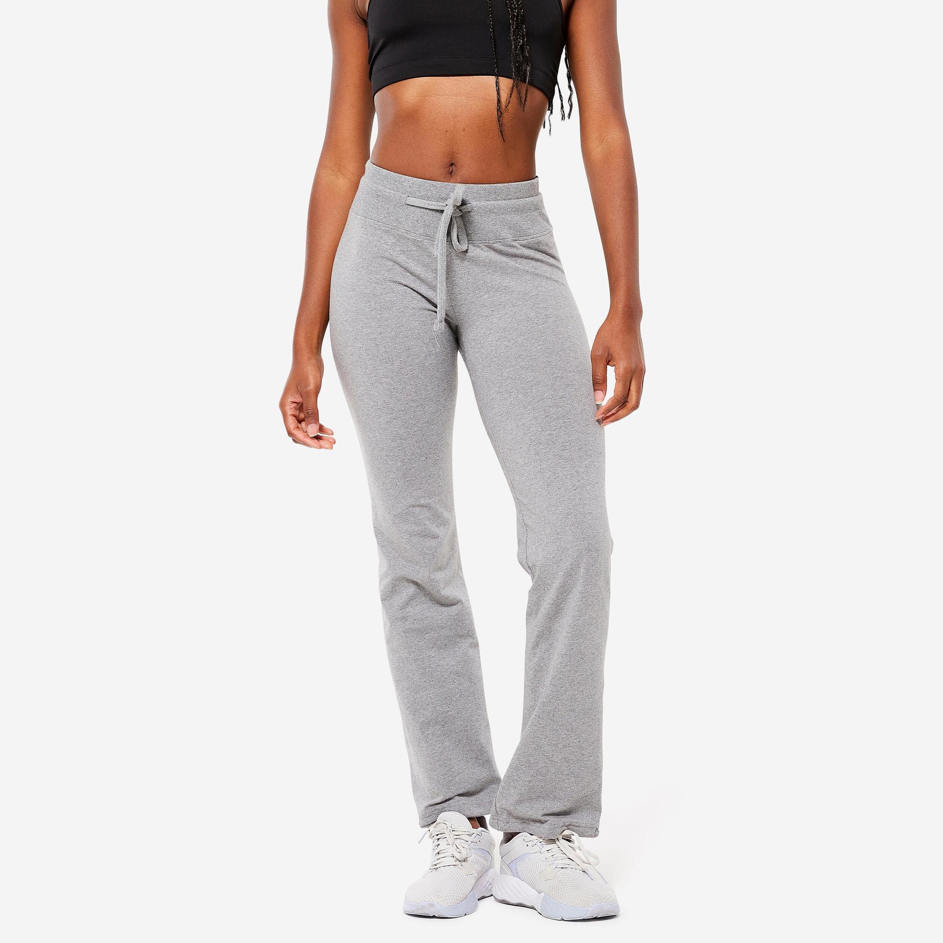 women's trackpant for gym adjustable 500- mottled grey