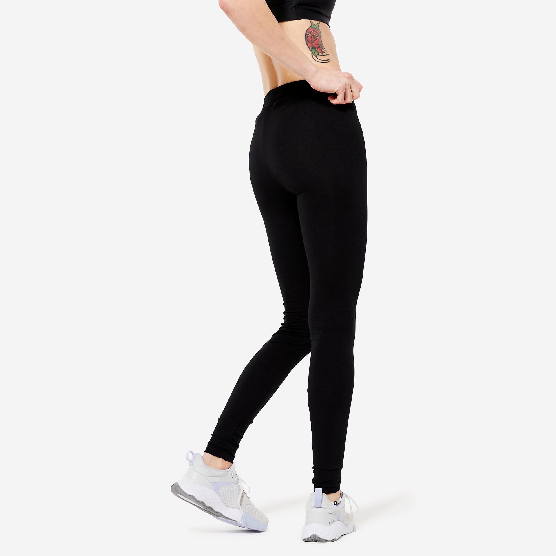 women's cotton gym legging 500 - black