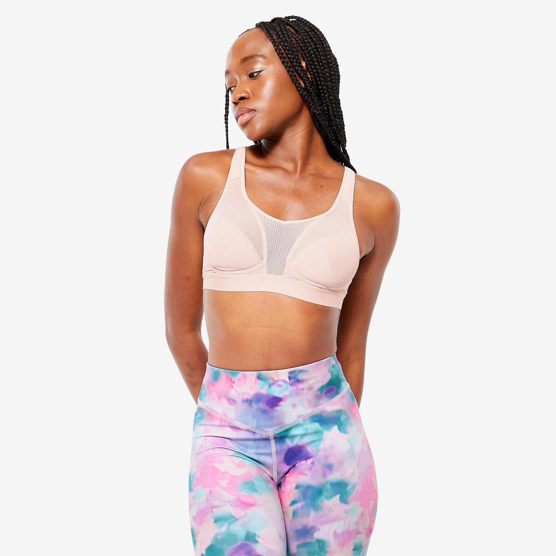 sports bra high support for running- quartz pink