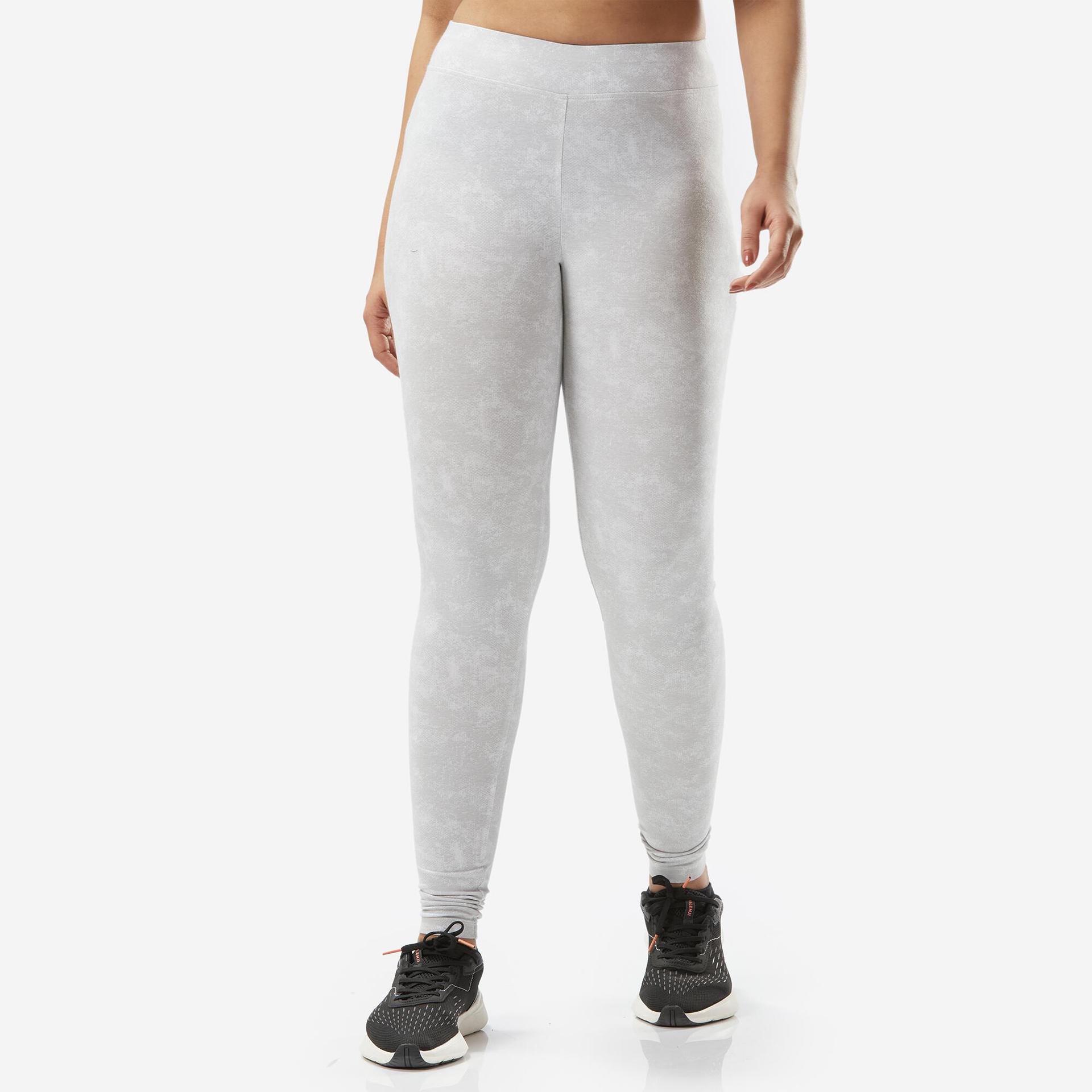 women's cotton fitness leggings - grey print