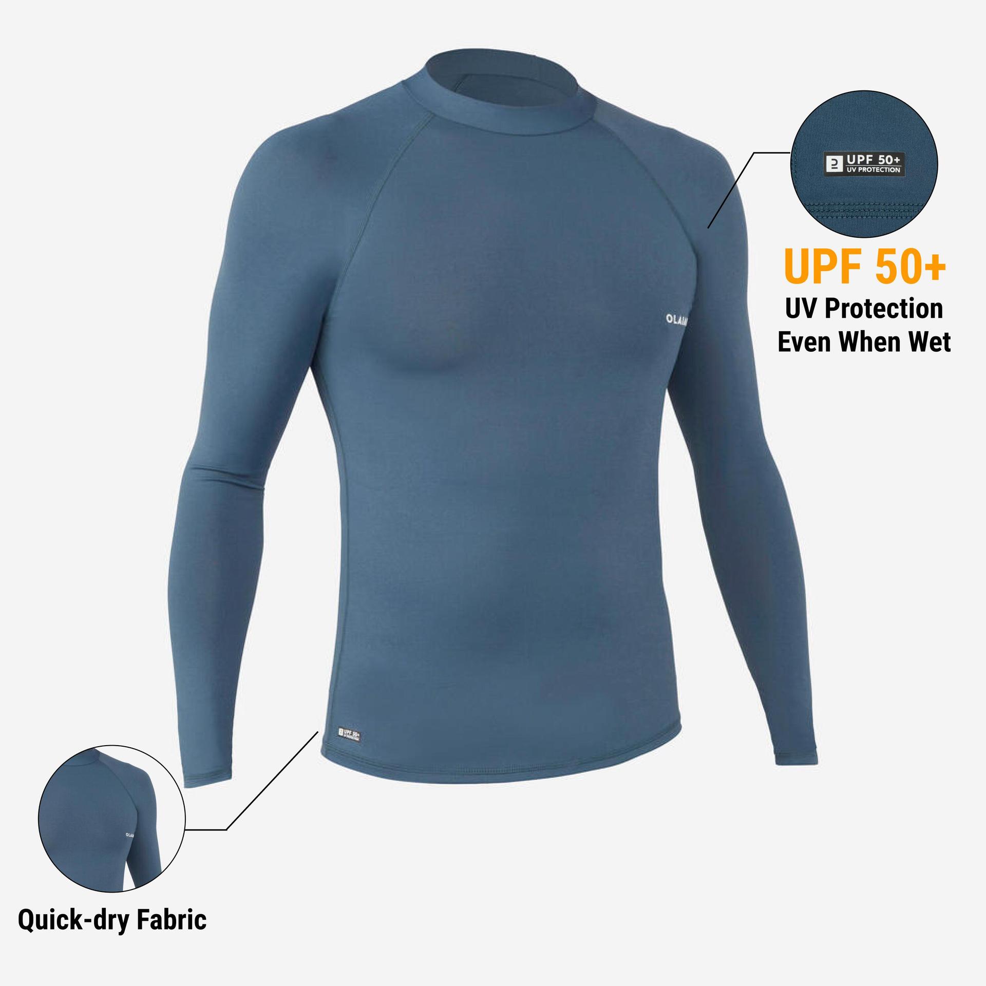 men surfing uv rash guard 100 long sleeved grey