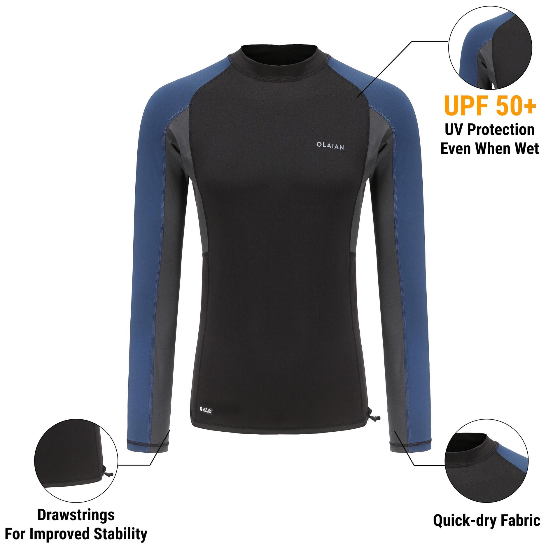 men surfing long sleeve uv protection(upf50+) blue