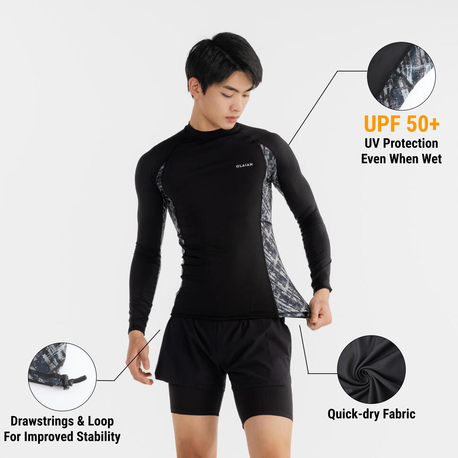 men's surfing uv protection top brush blk