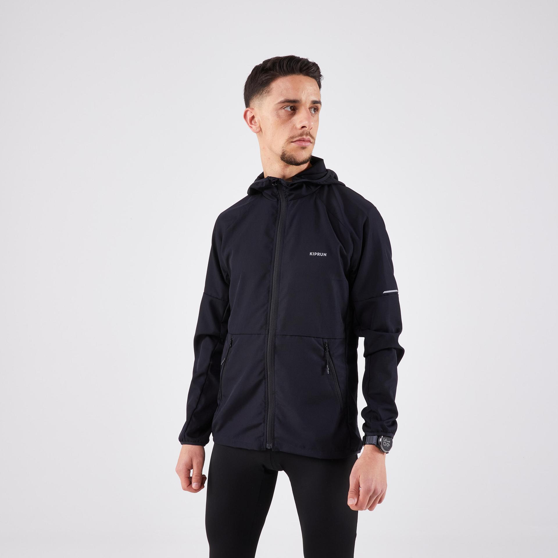 men's kiprun run 100 windproof running & trail running jacket - black