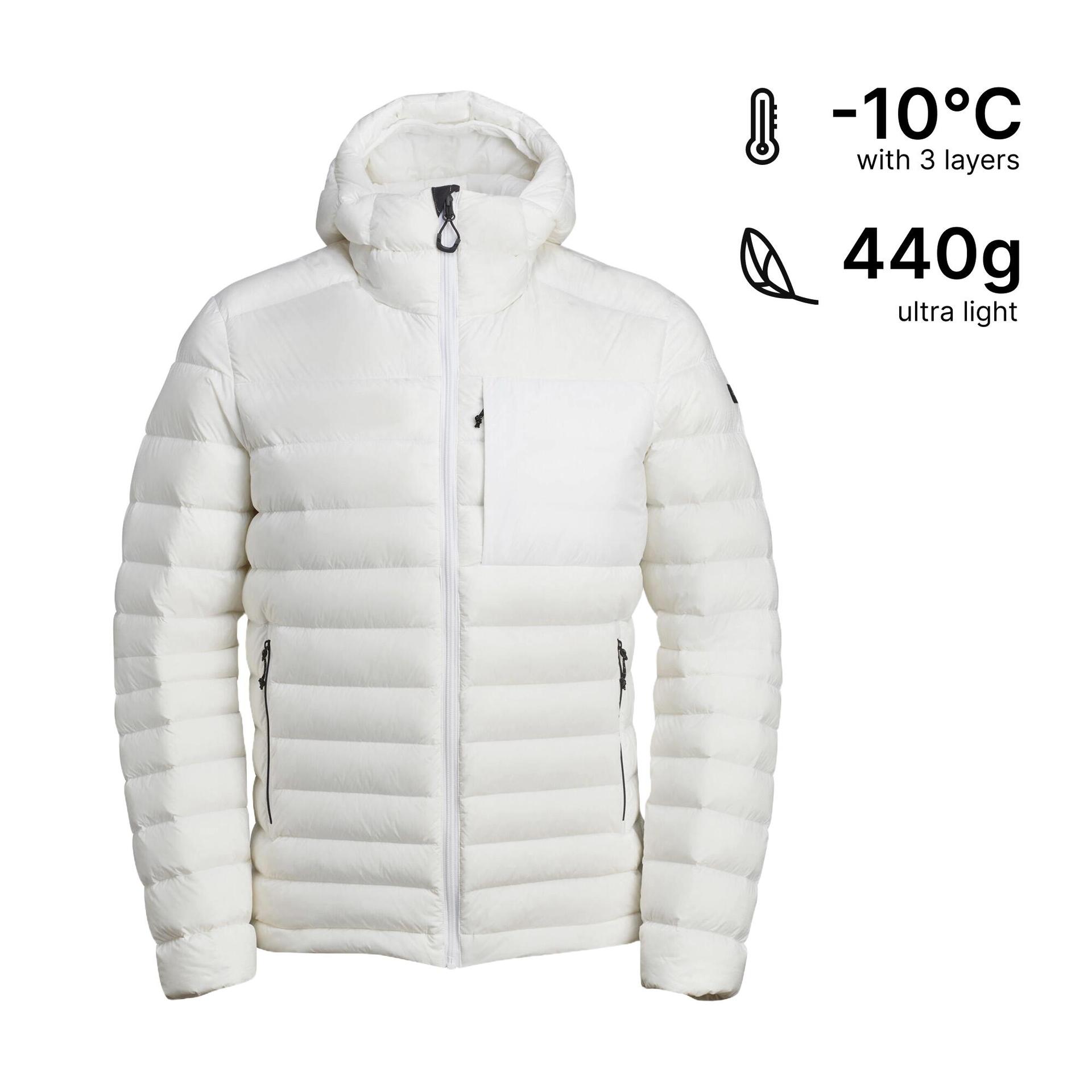 men puffer down jacket for trekking.mt500 -10°c greige