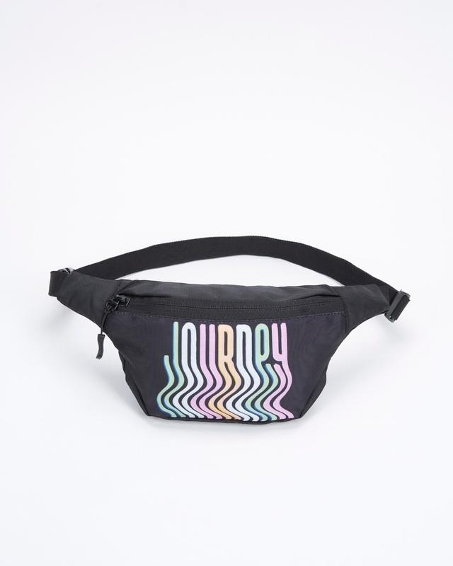 unisex black journey typography fanny bag