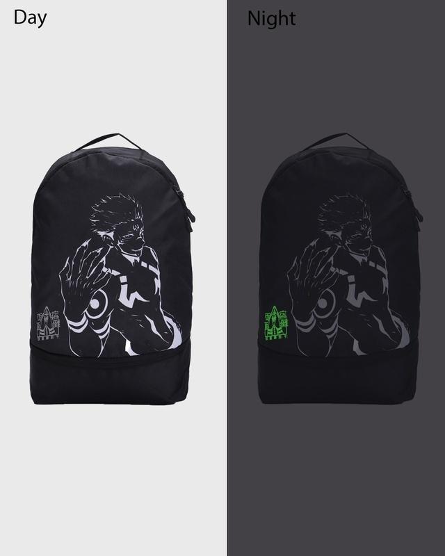 unisex black sukuna printed small backpack