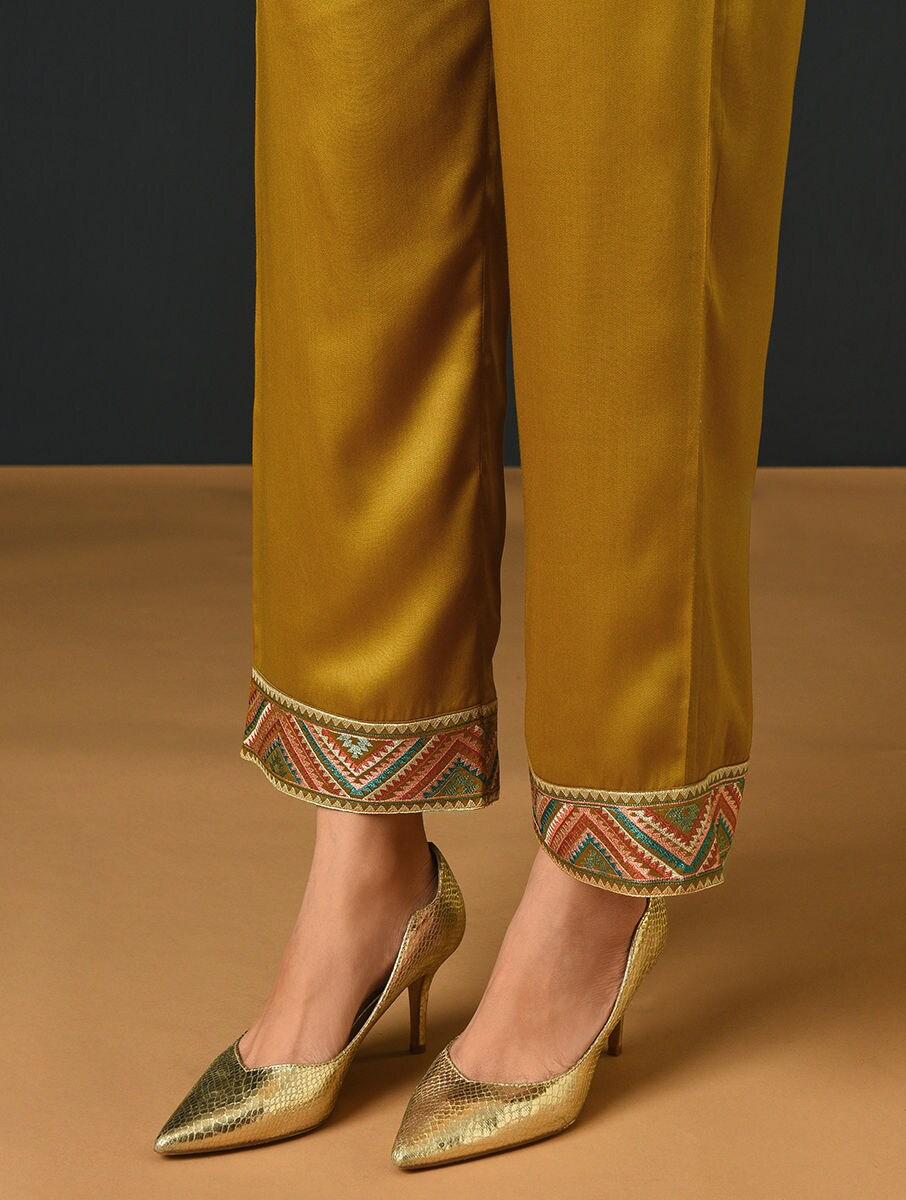 women mustard yellow modal ankle length palazzo