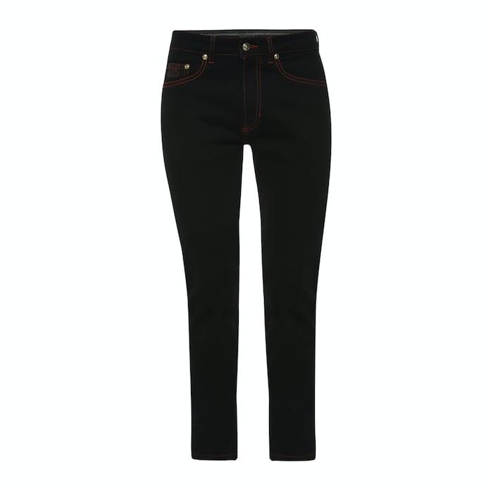 black denim straight jeans