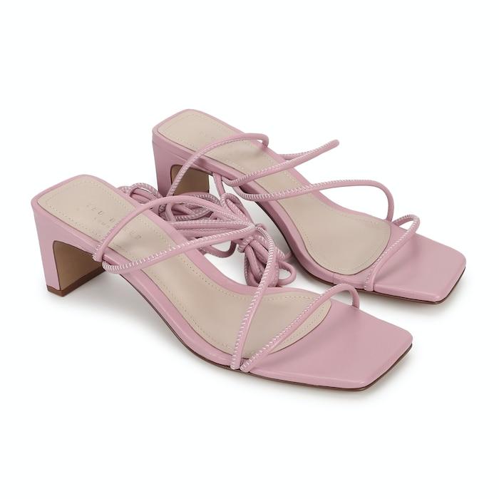 baby pink spaghetti straps heels