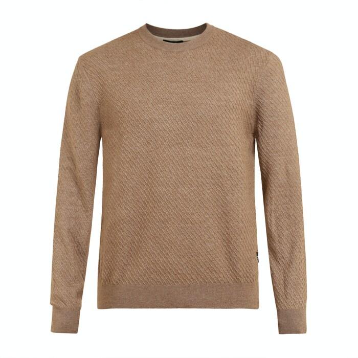 men tan textured jumper