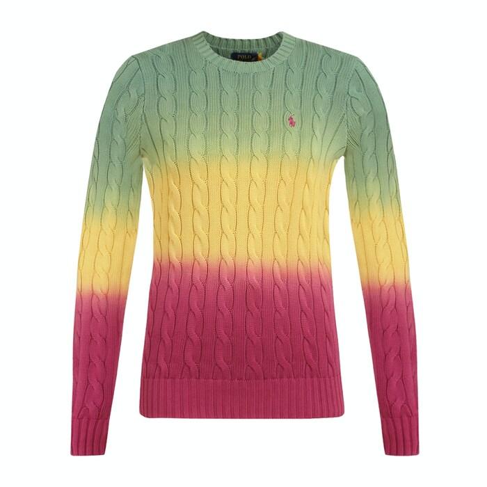 women multicoloured cable knot ombre pullover