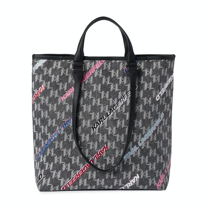 women grey jacquard monogram tote bag